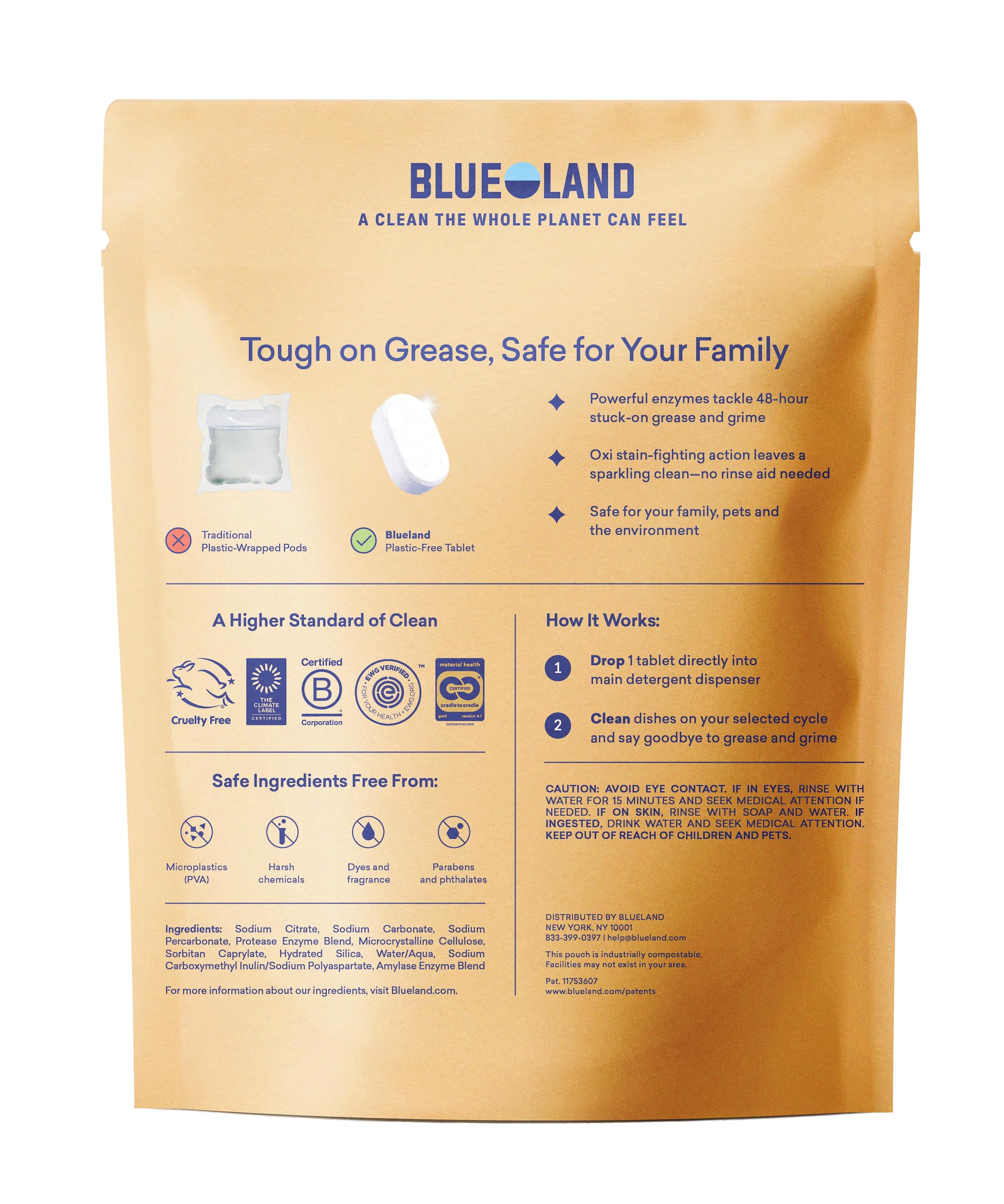 BLUELAND Plastic-Free Dishwasher Detergent Tablets

