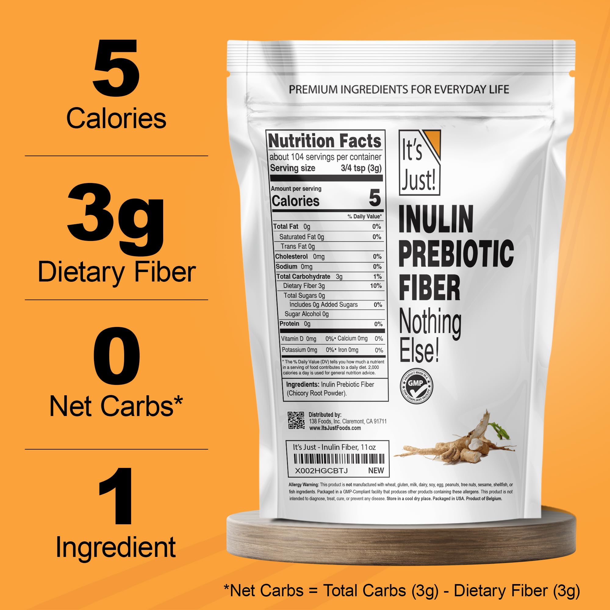 It's Just Inulin Prebiotic Fiber from Chicory Root

