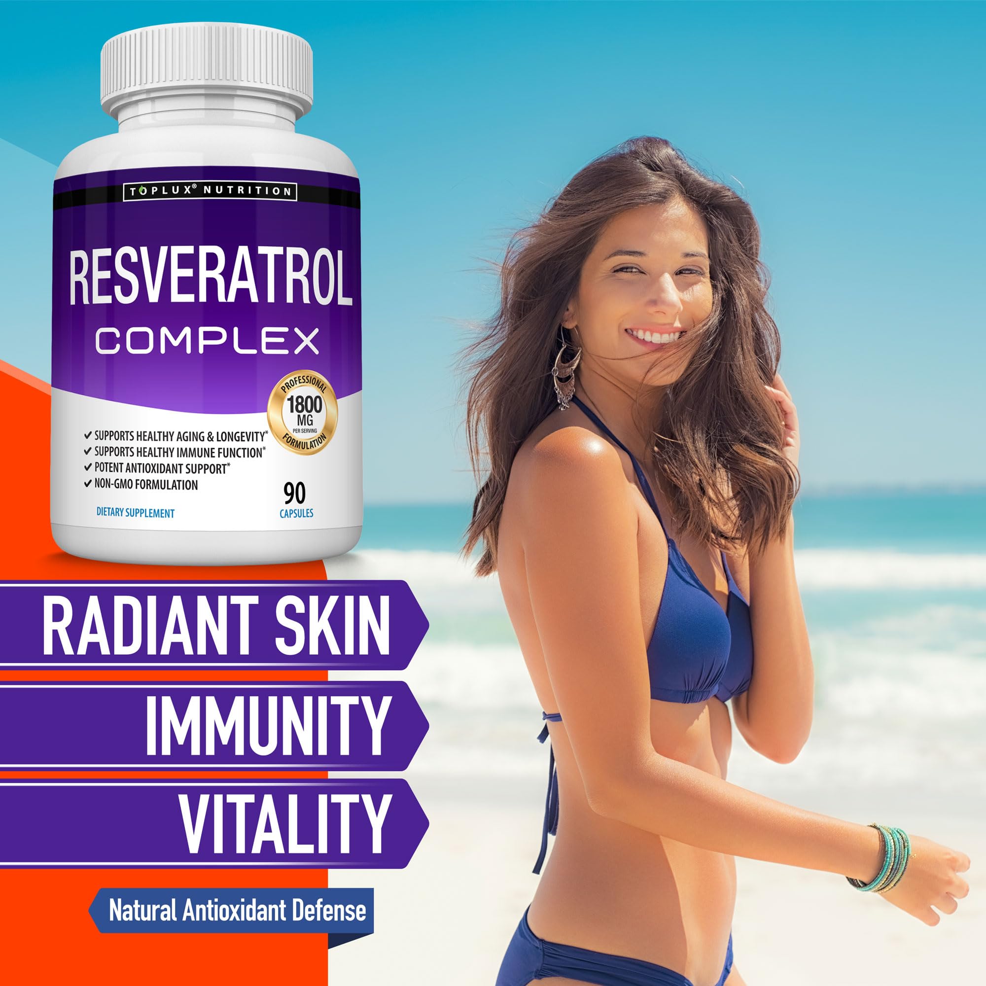 Resveratrol Complex 1800 mg Supplement | Antioxidant

