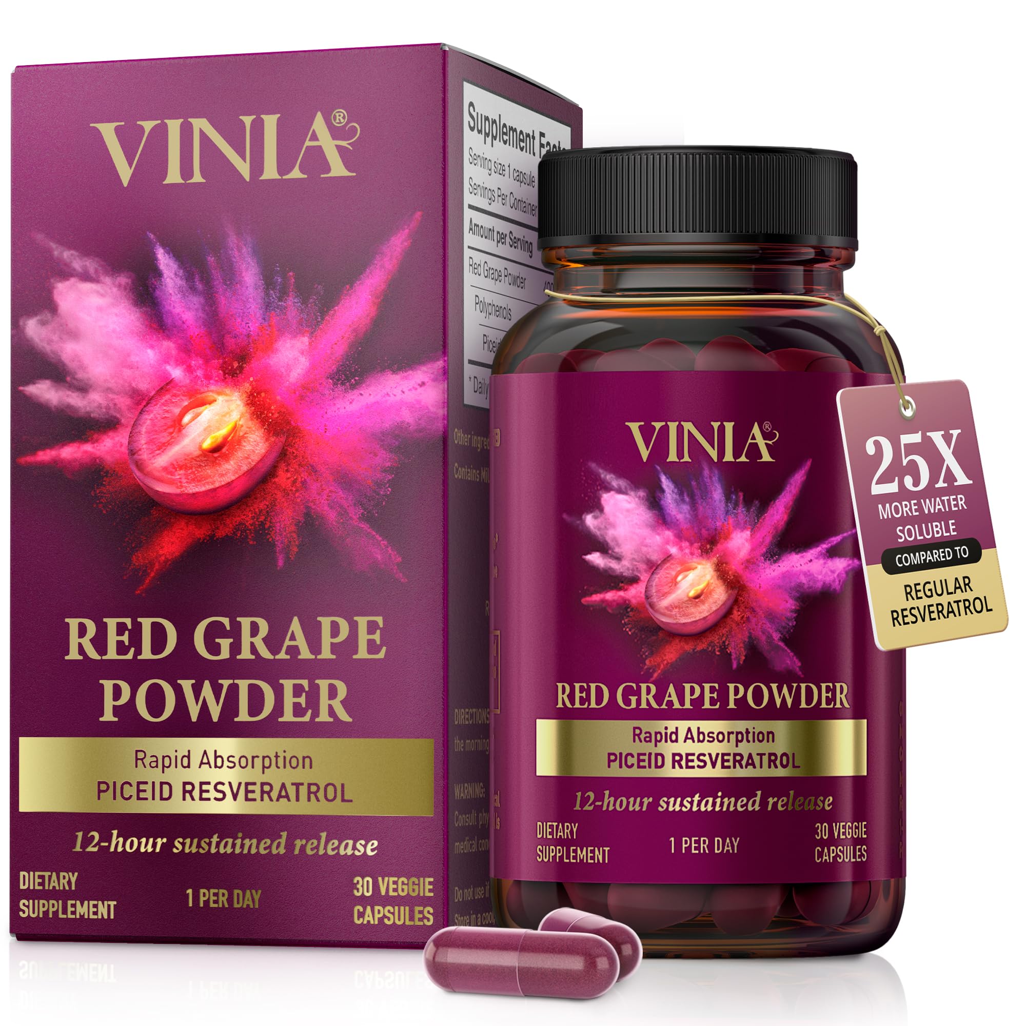 VINIA Piceid Resveratrol Capsules for Cardiovascular Support

