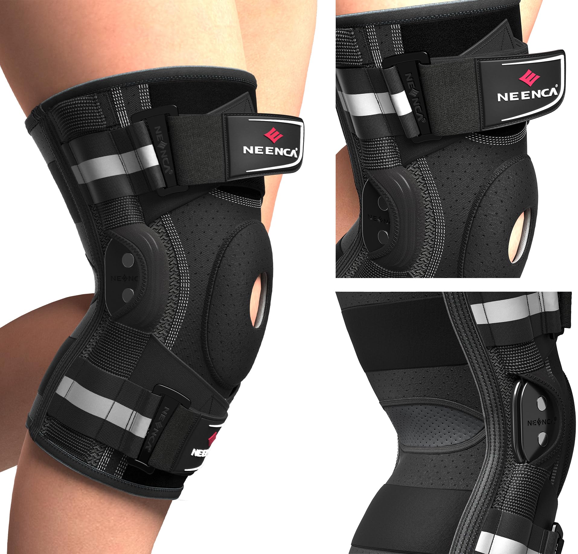 NEENCA Knee Brace with X-Strap Hinged Support

