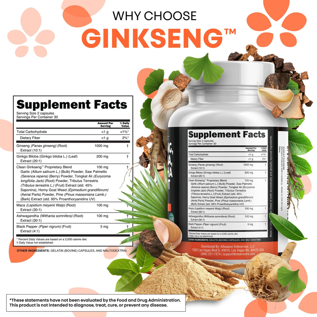 Clean Nutraceuticals Focus Formula Panax Ginseng Ginkgo

