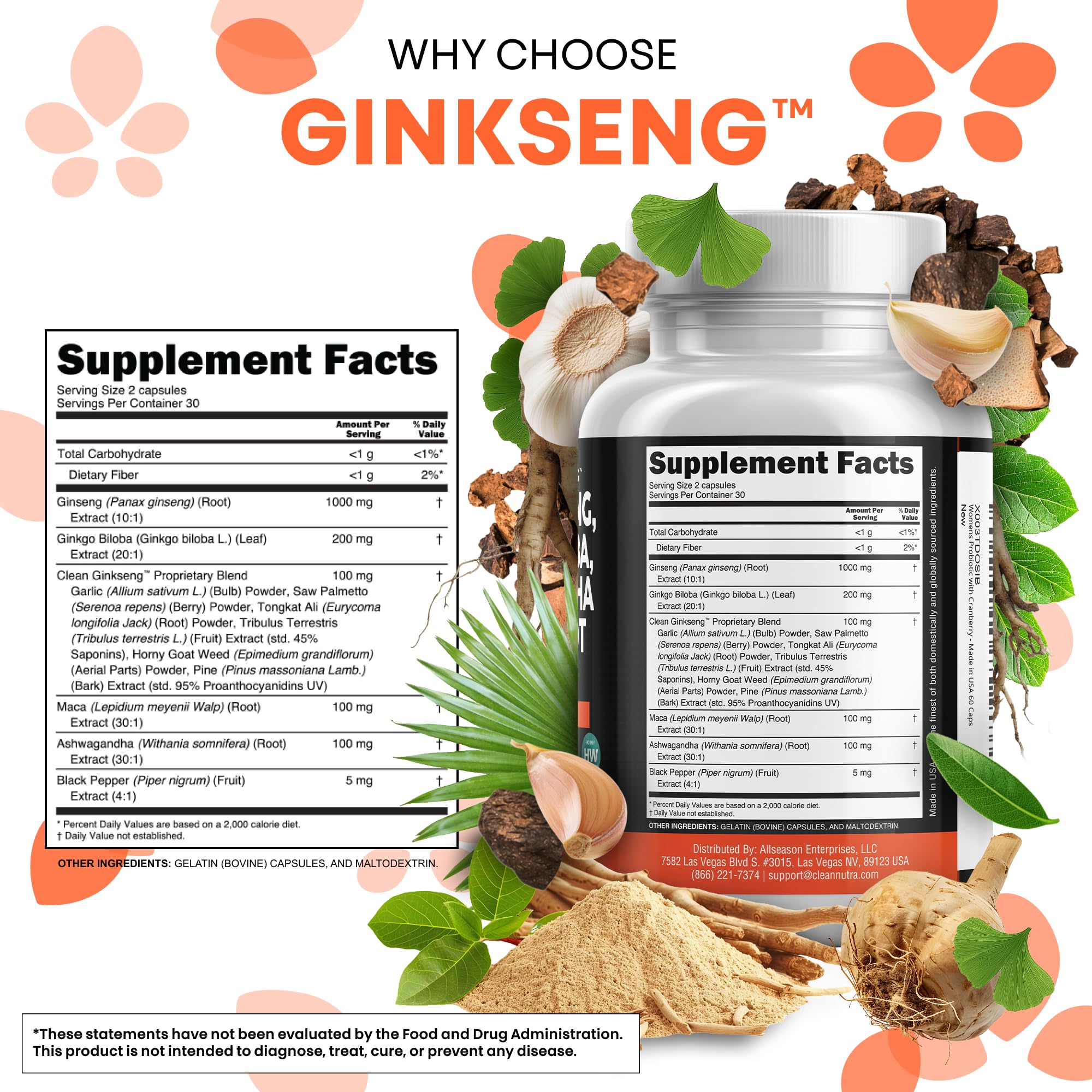 Clean Nutraceuticals Focus Formula Panax Ginseng Ginkgo

