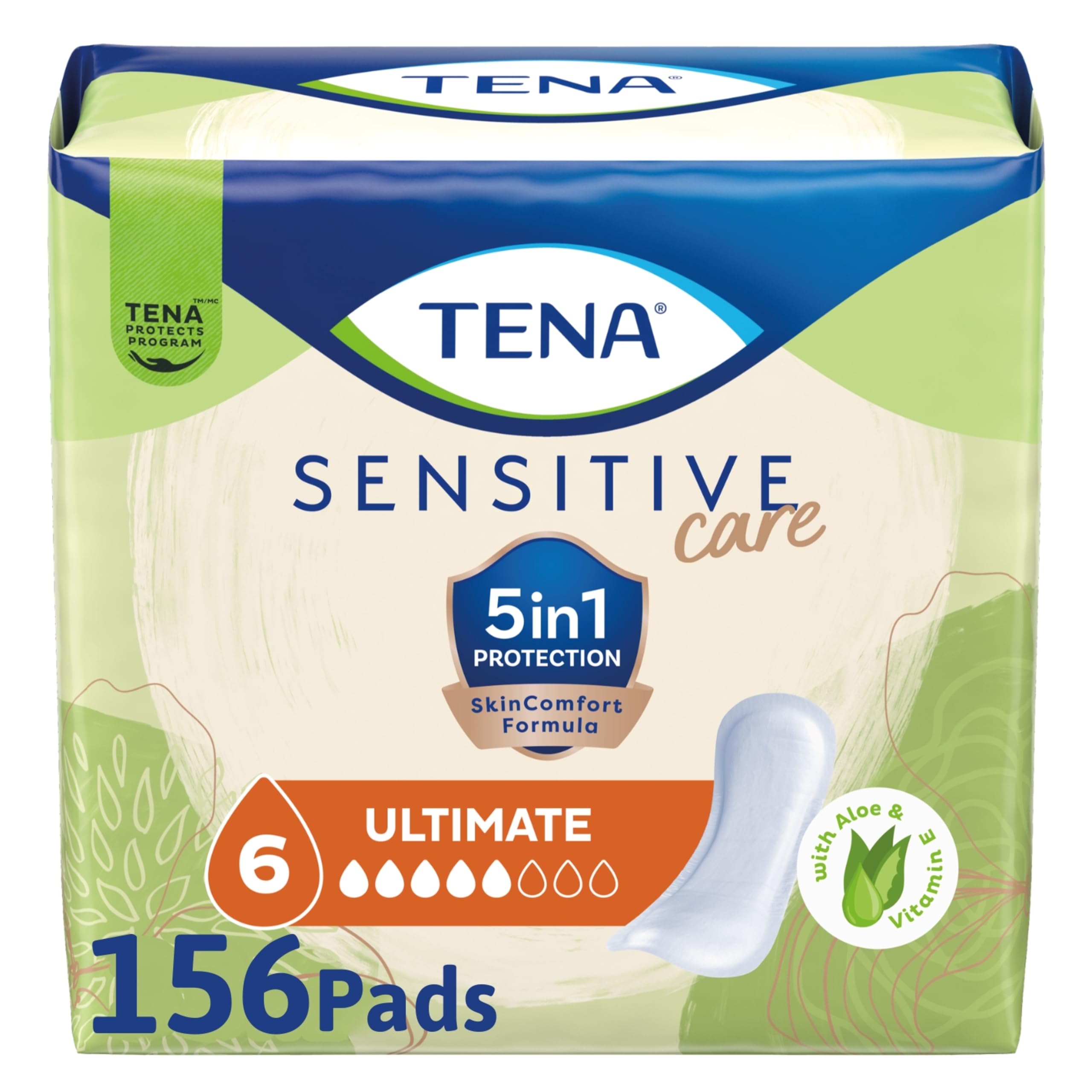 TENA Incontinence Pads for Women with Aloe & Vitamin E - Ultimate Absorbency