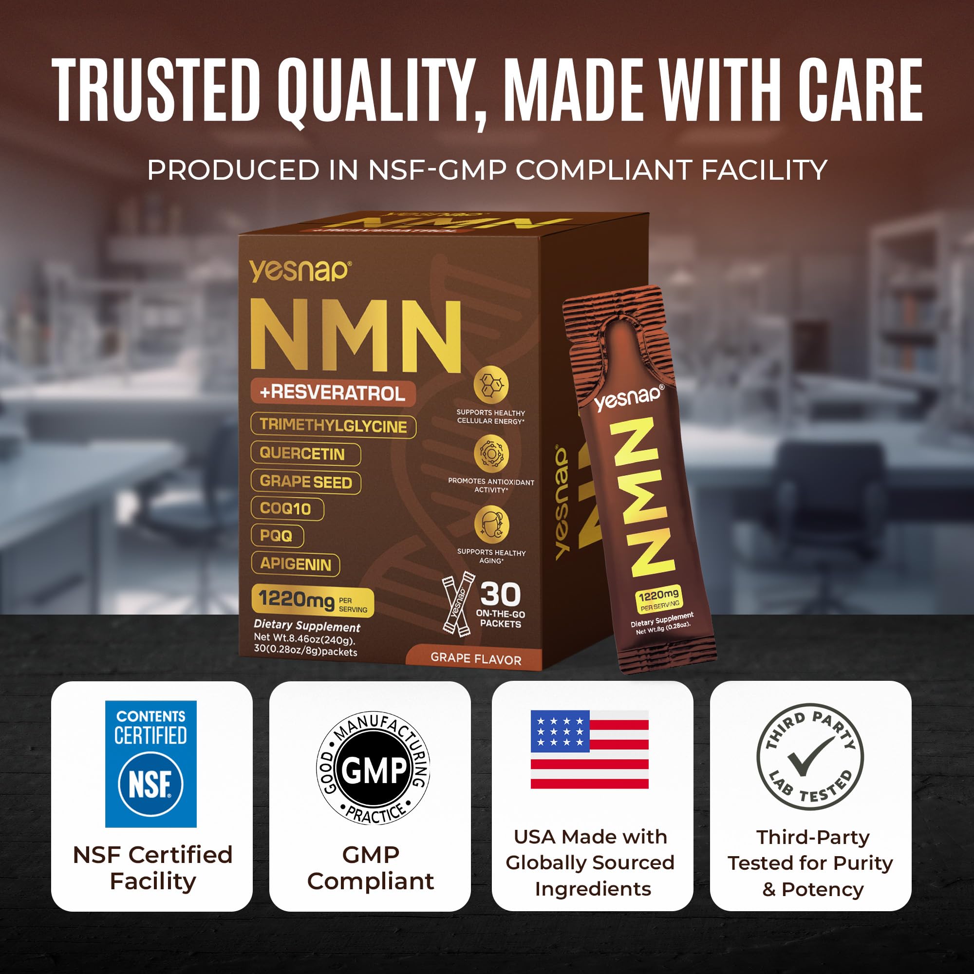 NMN NAD+ Liquid Dietary Supplement with Resveratrol & CoQ10

