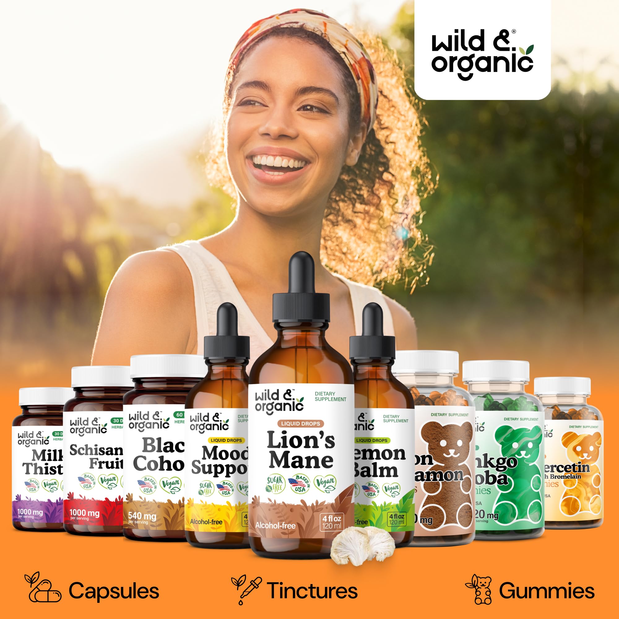 Lion's Mane Liquid Drops by Wild & Organic for Brain Support

