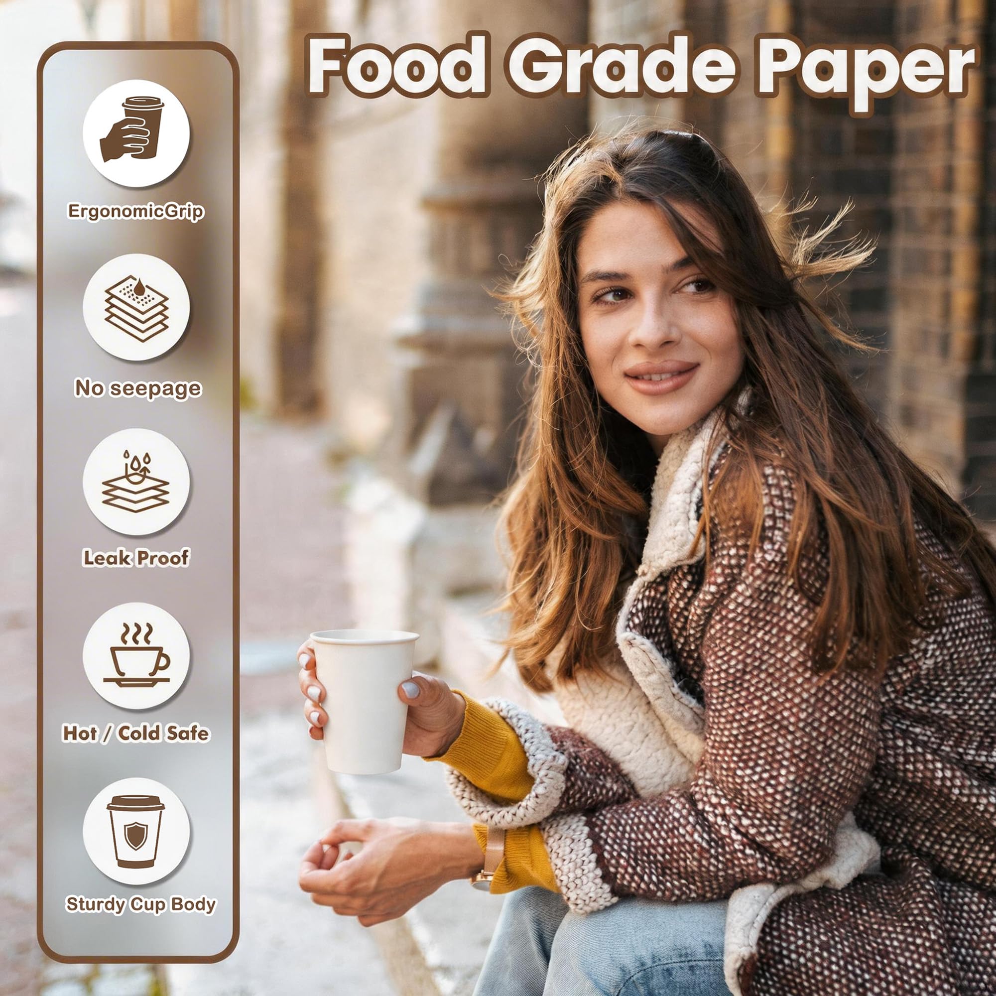 MOUMOULIFE Disposable Paper Cups | Leak-Proof & Recyclable

