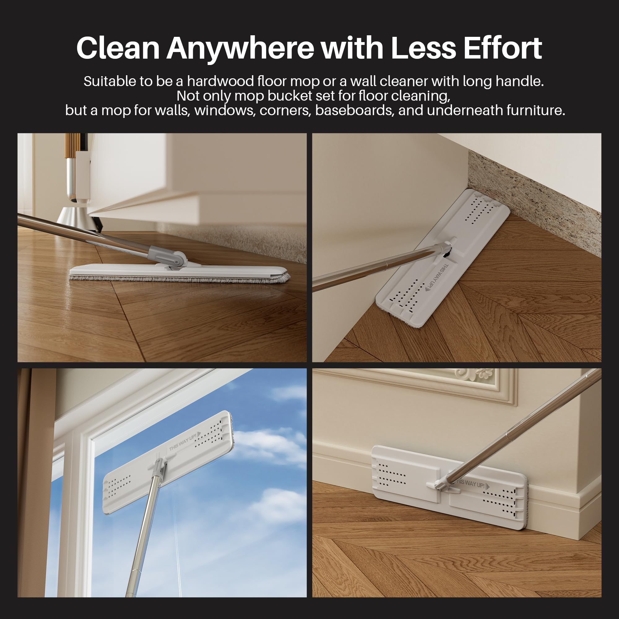 Joymoop Wall Mop and Bucket Set - Flat Floor Cleaning System

