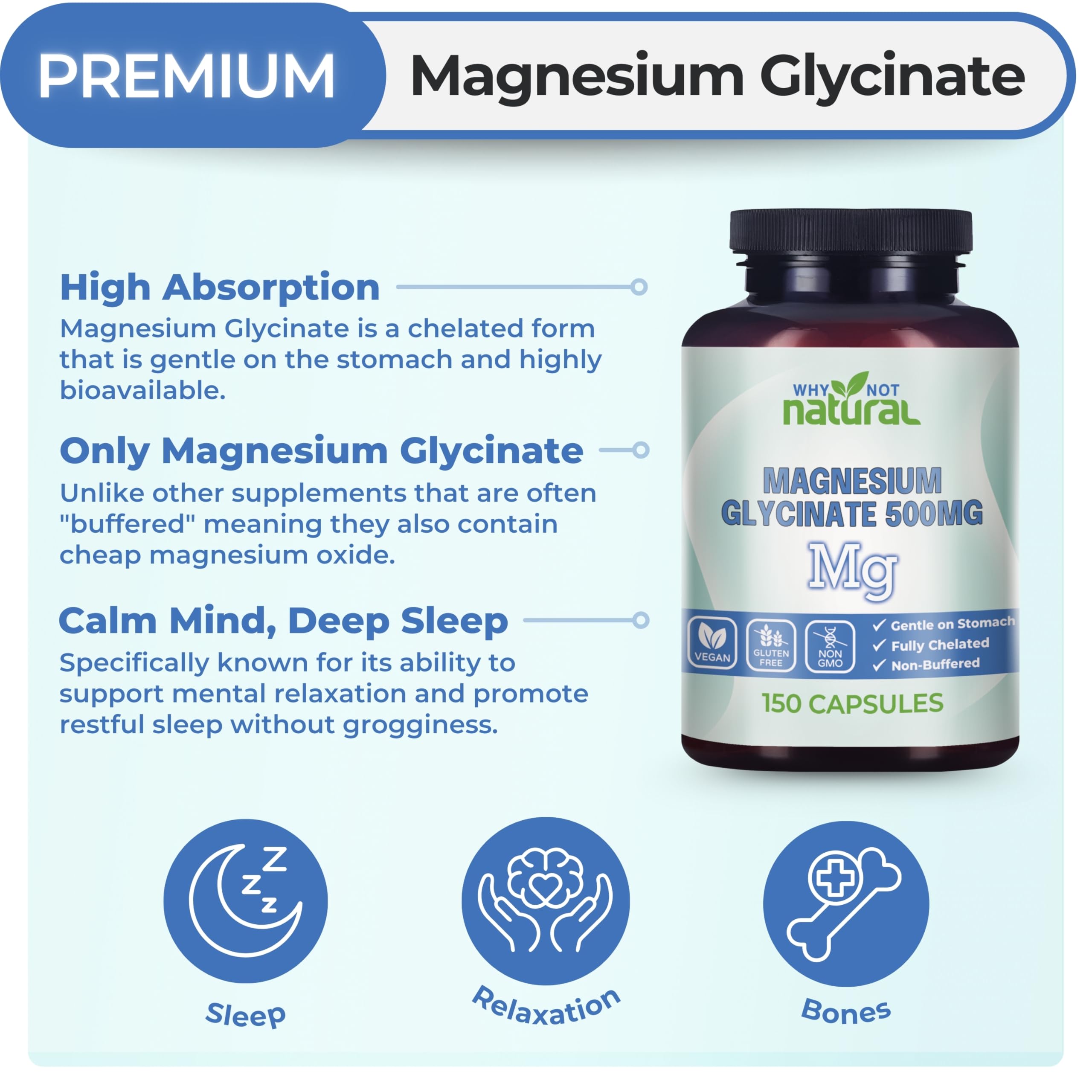 Magnesium Glycinate Capsules by Why Not Natural

