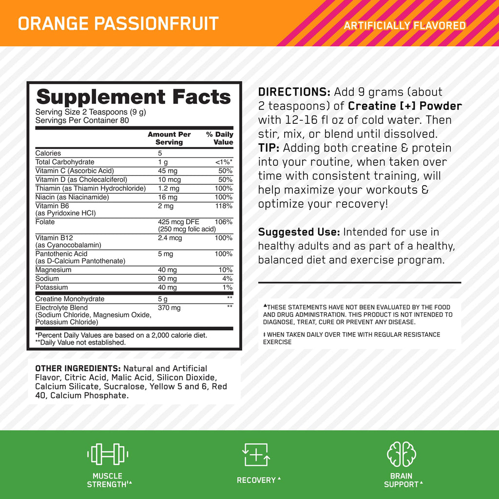 Optimum Nutrition Creatine Monohydrate Powder | Electrolytes

