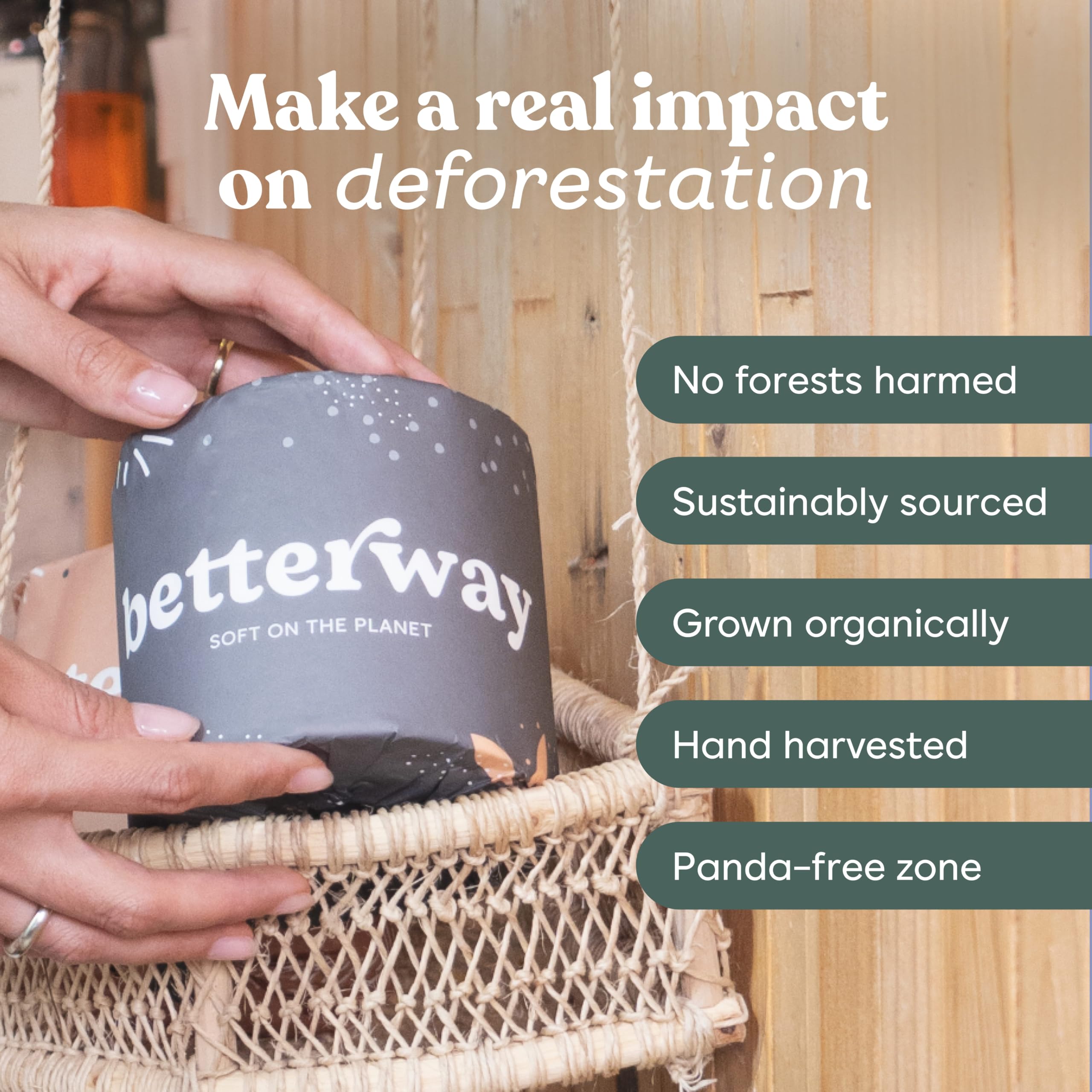 Betterway Bamboo Toilet Paper 3-Ply | PFAS Free

