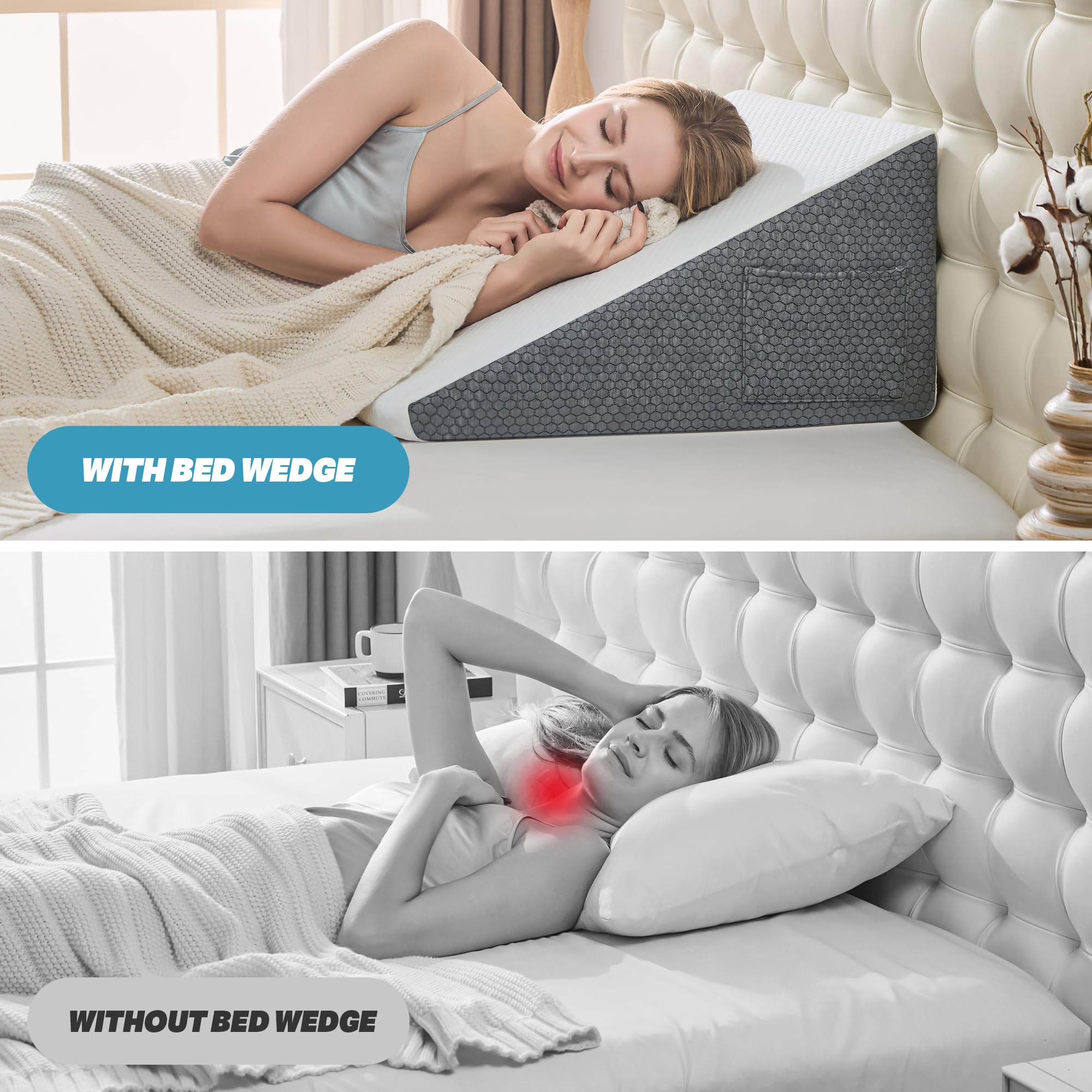 Yojoker Memory Foam Wedge Pillow for Sleeping & Bed Rest


