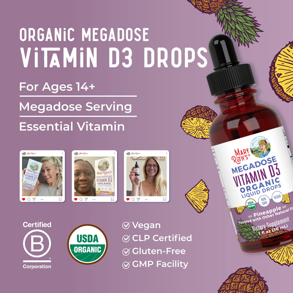 MaryRuth's Vitamin D3 Liquid Drops Megadose - Vegan Non-GMO


