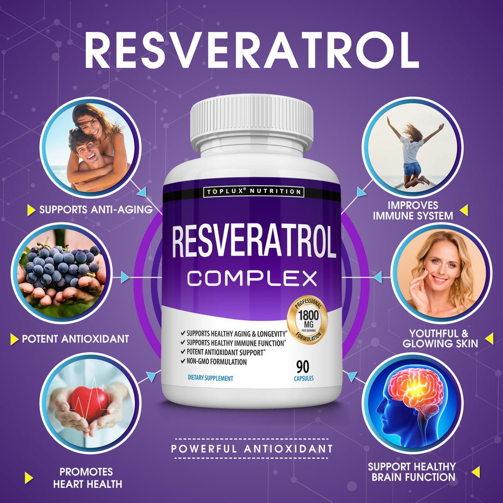 Resveratrol Complex 1800 mg Supplement | Antioxidant

