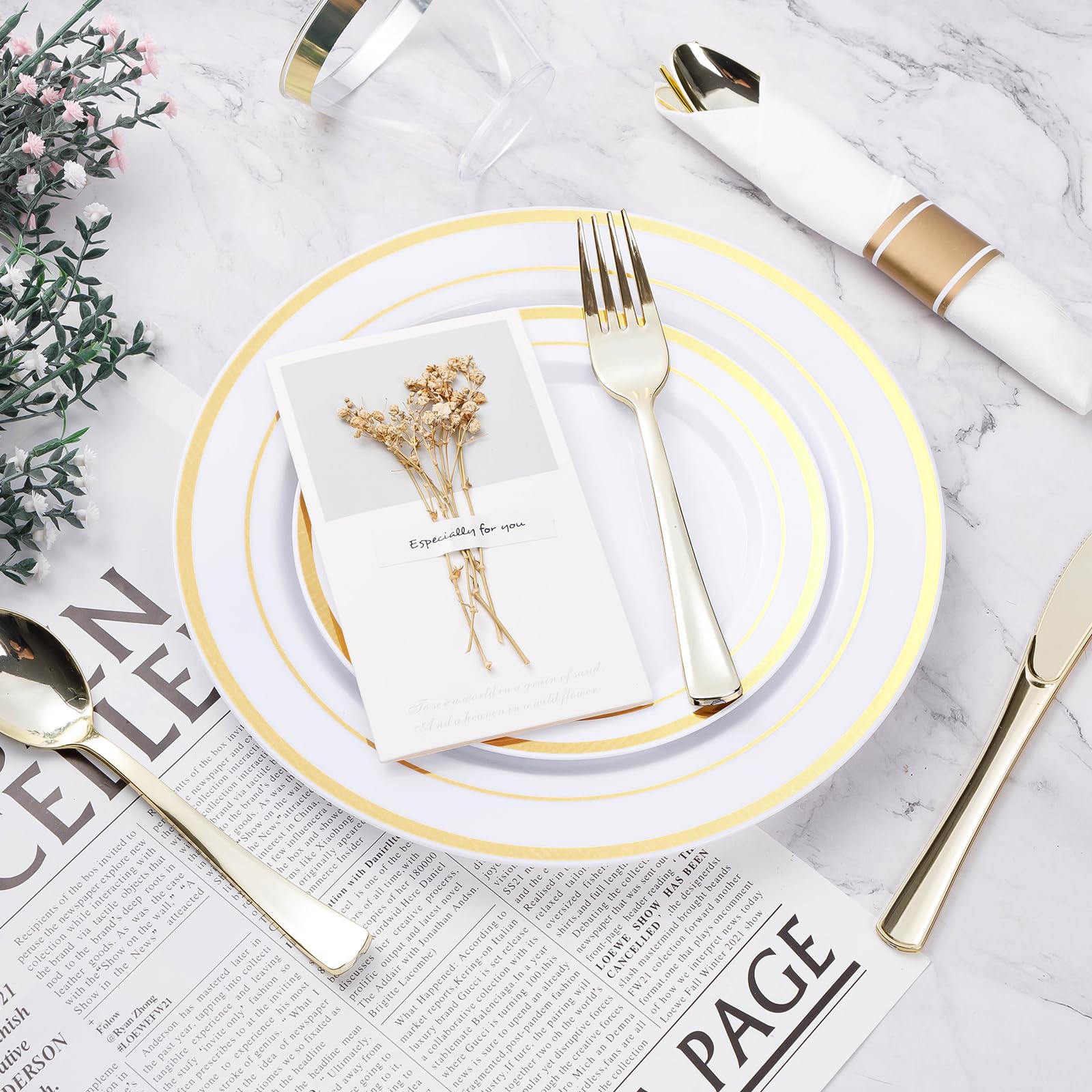 BESTVIP Disposable Plastic Dinnerware Set

