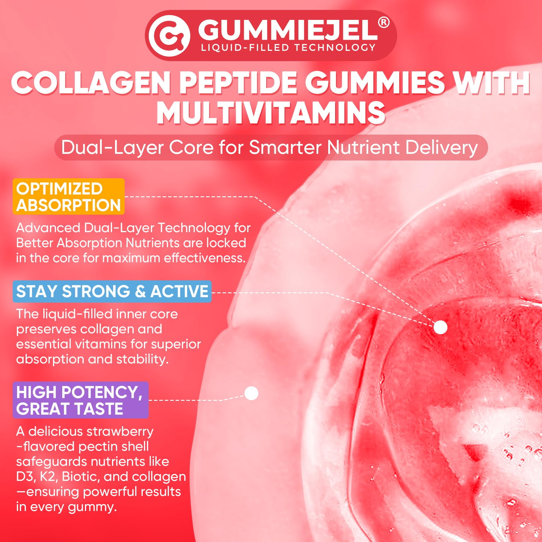 Collagen Peptide Gummies Multi-Collagen Sugar-Free for Skin

