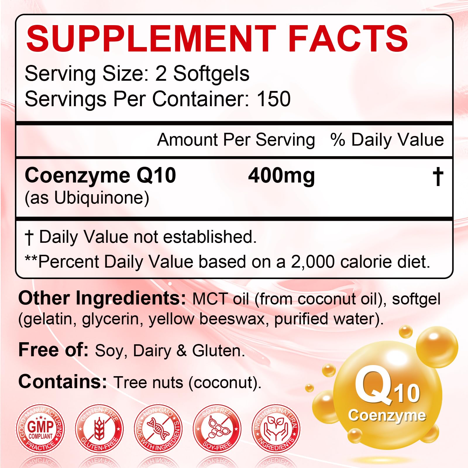 CoQ10 400mg Softgels with MCT Oil for Heart Support


