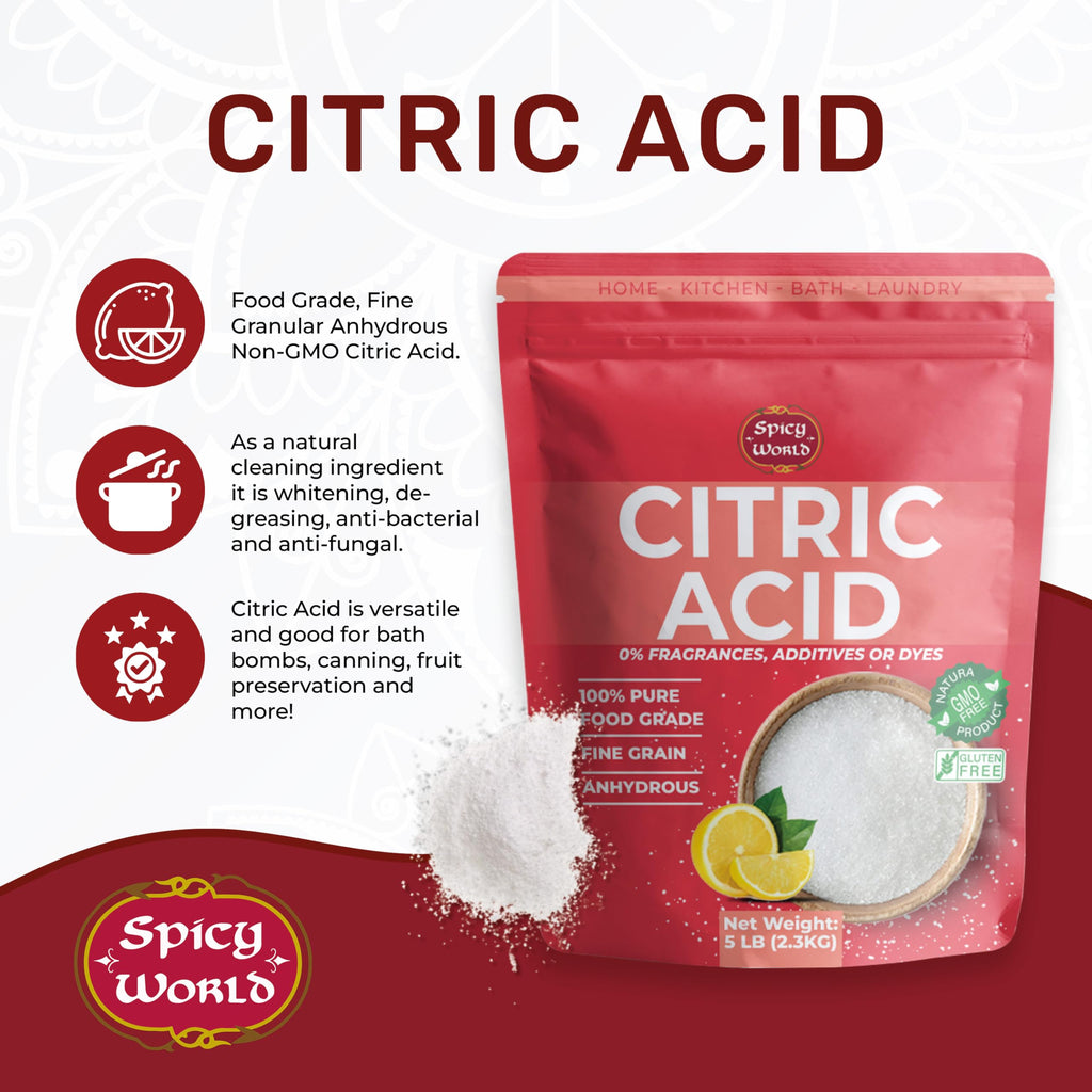 Pure Citric Acid Powder Food Grade Non-GMO by Spicy World

