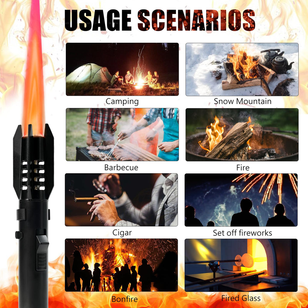 Refillable Windproof Torch Lighter | Safety Lock

