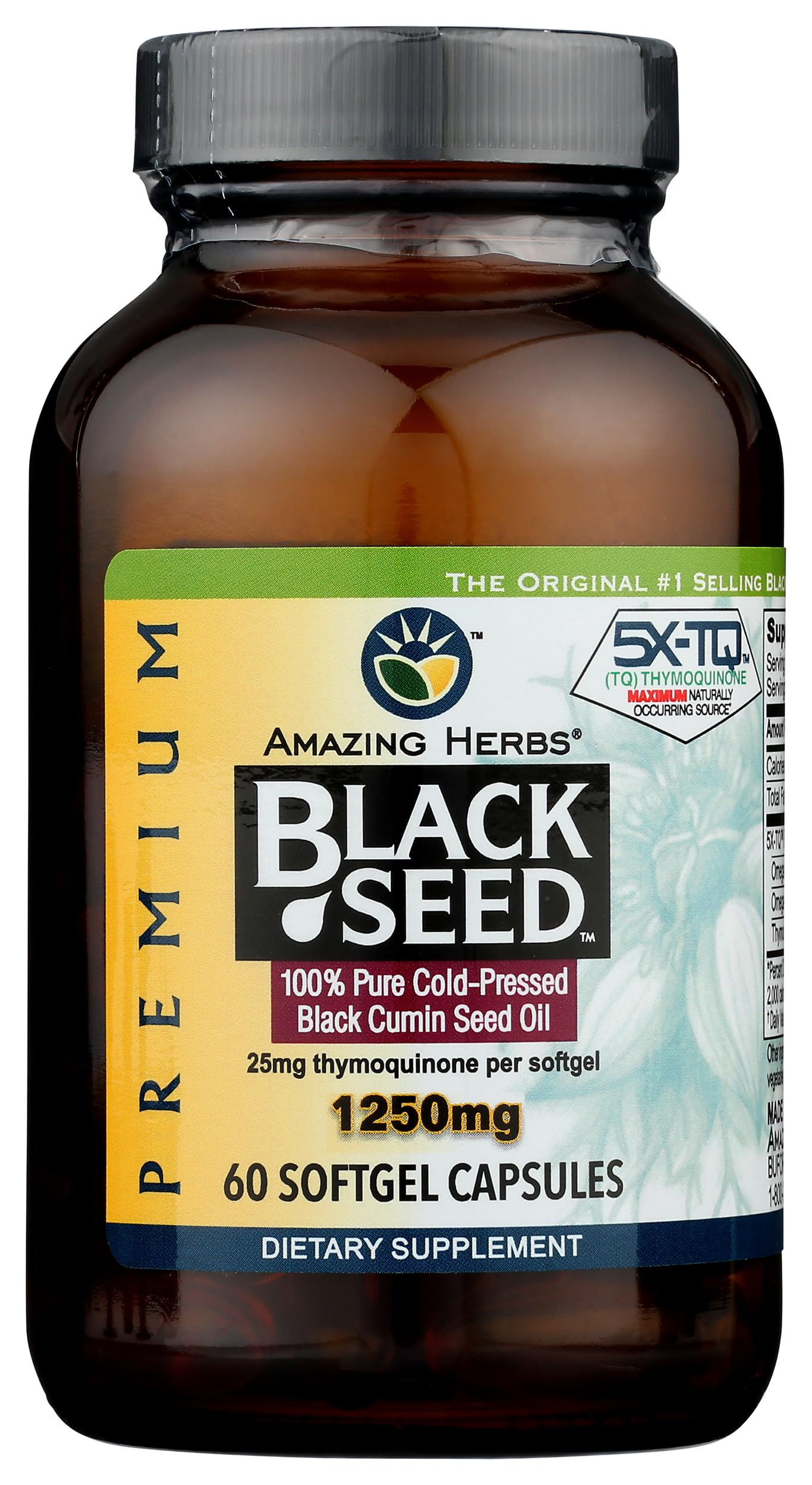 Amazing Herbs Black Seed Oil Capsules - Nigella Sativa

