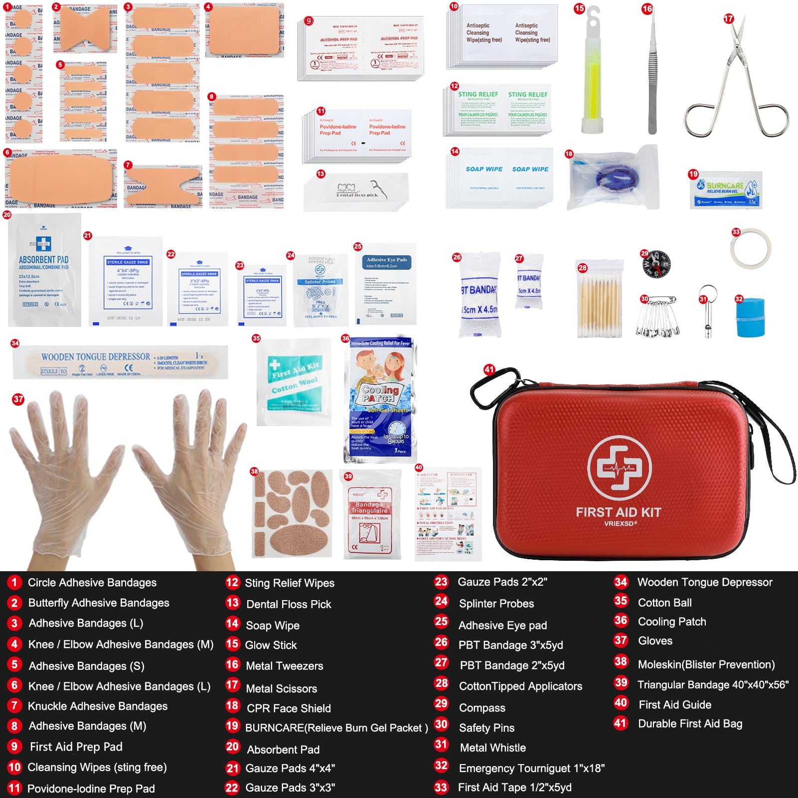 VRIEXSD Premium First Aid Kit for Home and Outdoors

