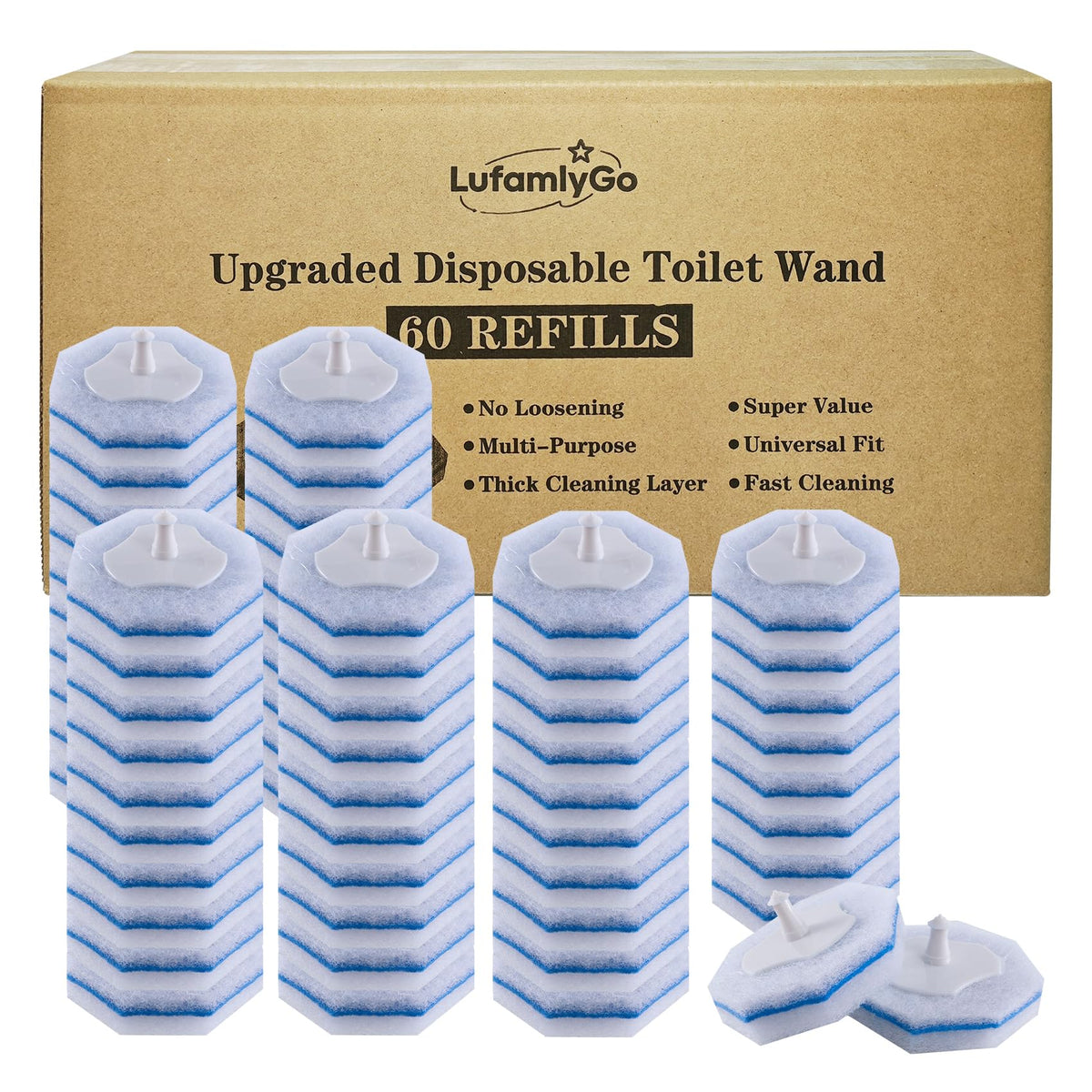 LufamlyGo Toilet Wand Refills – Disposable Cleaning Pads