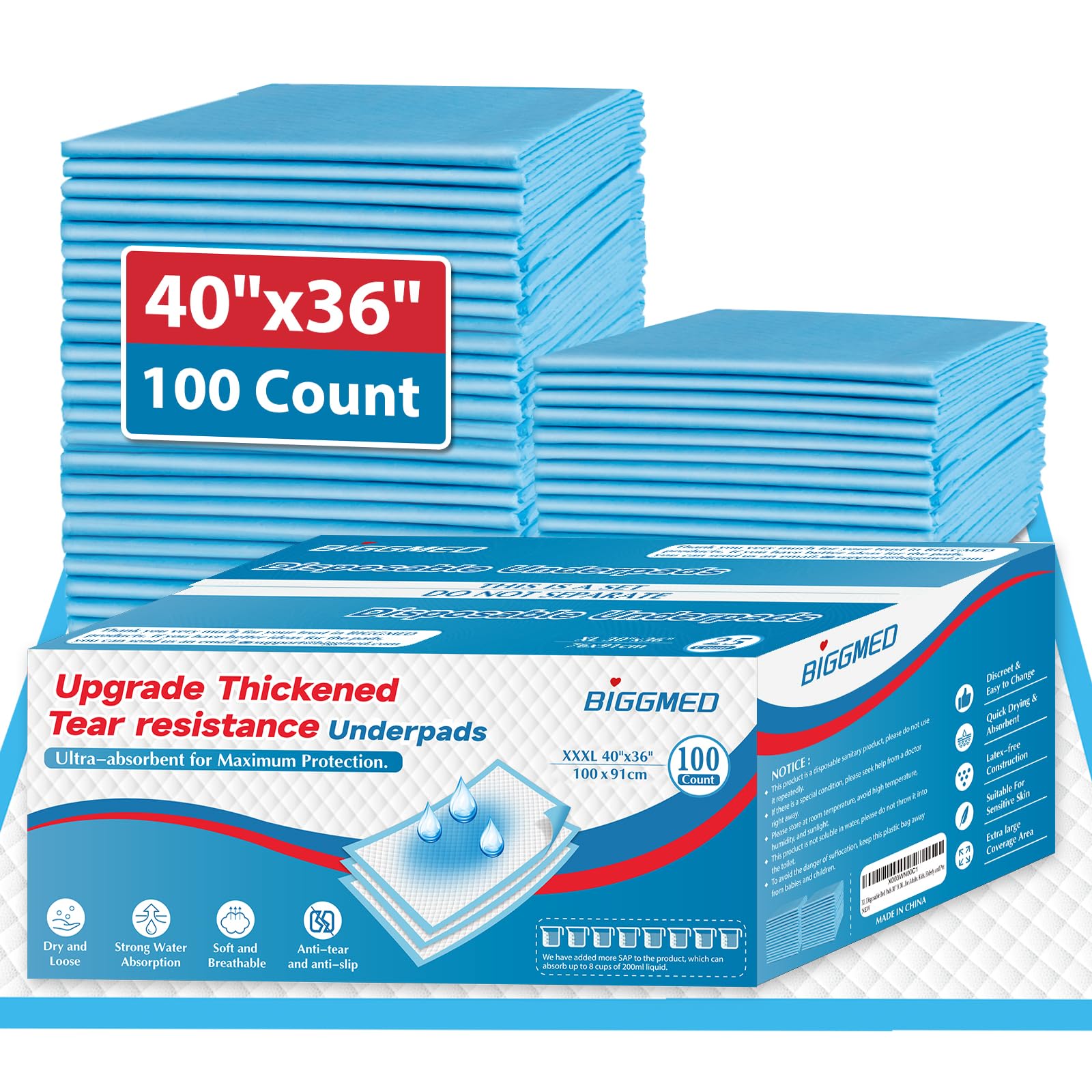 BIGGMED Disposable Bed Pads Large Underpad