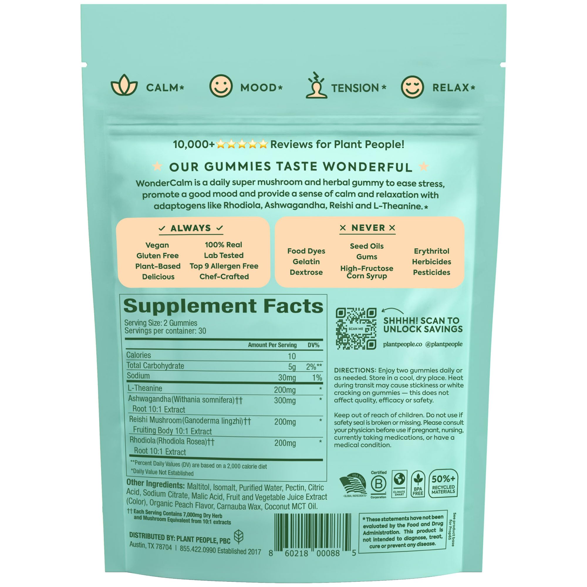 Plant People WonderCalm Gummies Ashwagandha & Mushrooms

