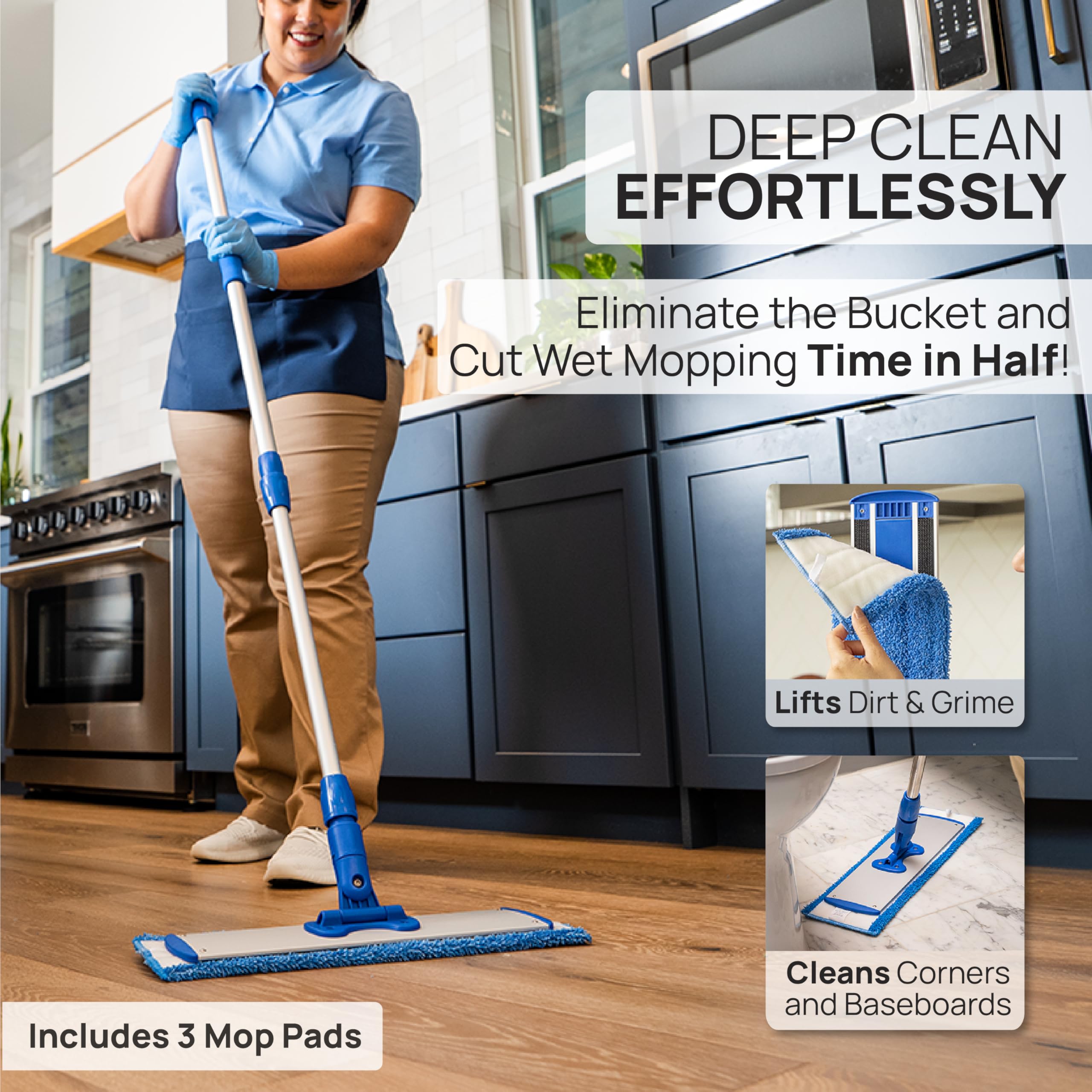 Microfiber Floor Mop Kit with Adjustable Handle | Durable

