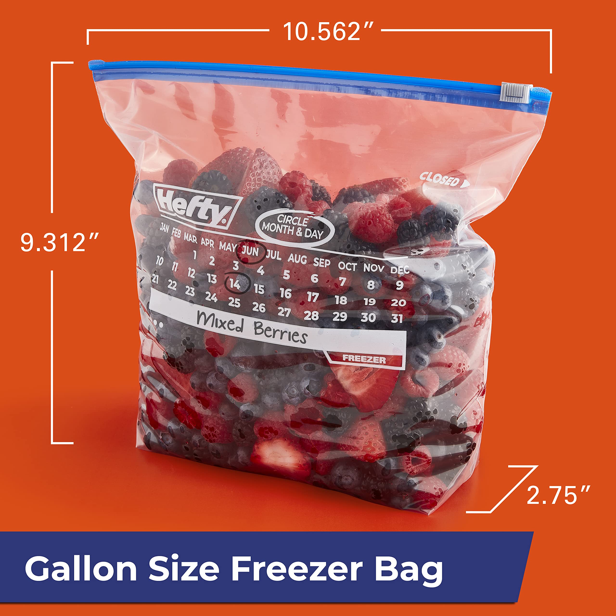 Hefty Calendar Slider Freezer Bags – Date Label & Seal


