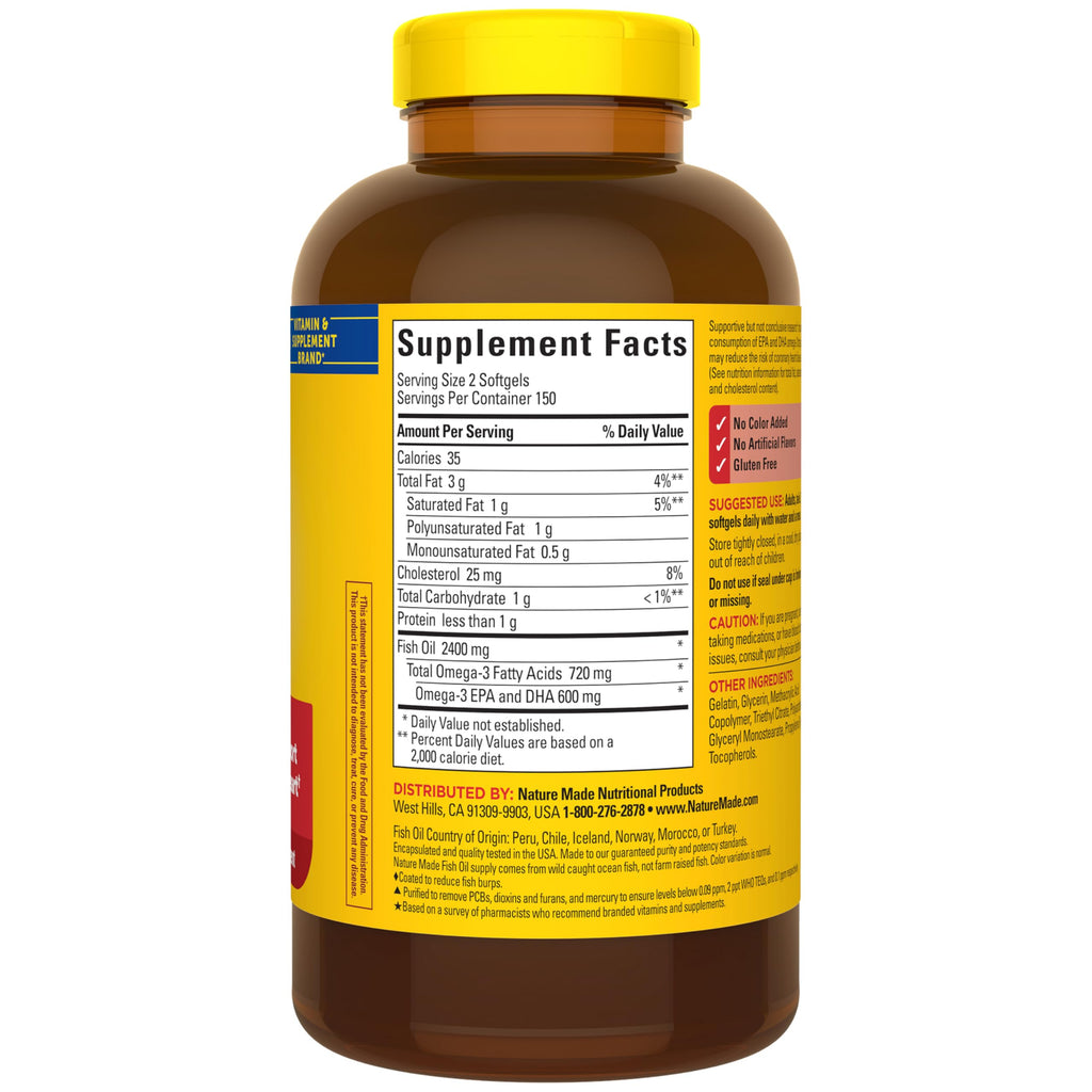 Nature Made Burp Less Fish Oil Omega-3 Softgels

