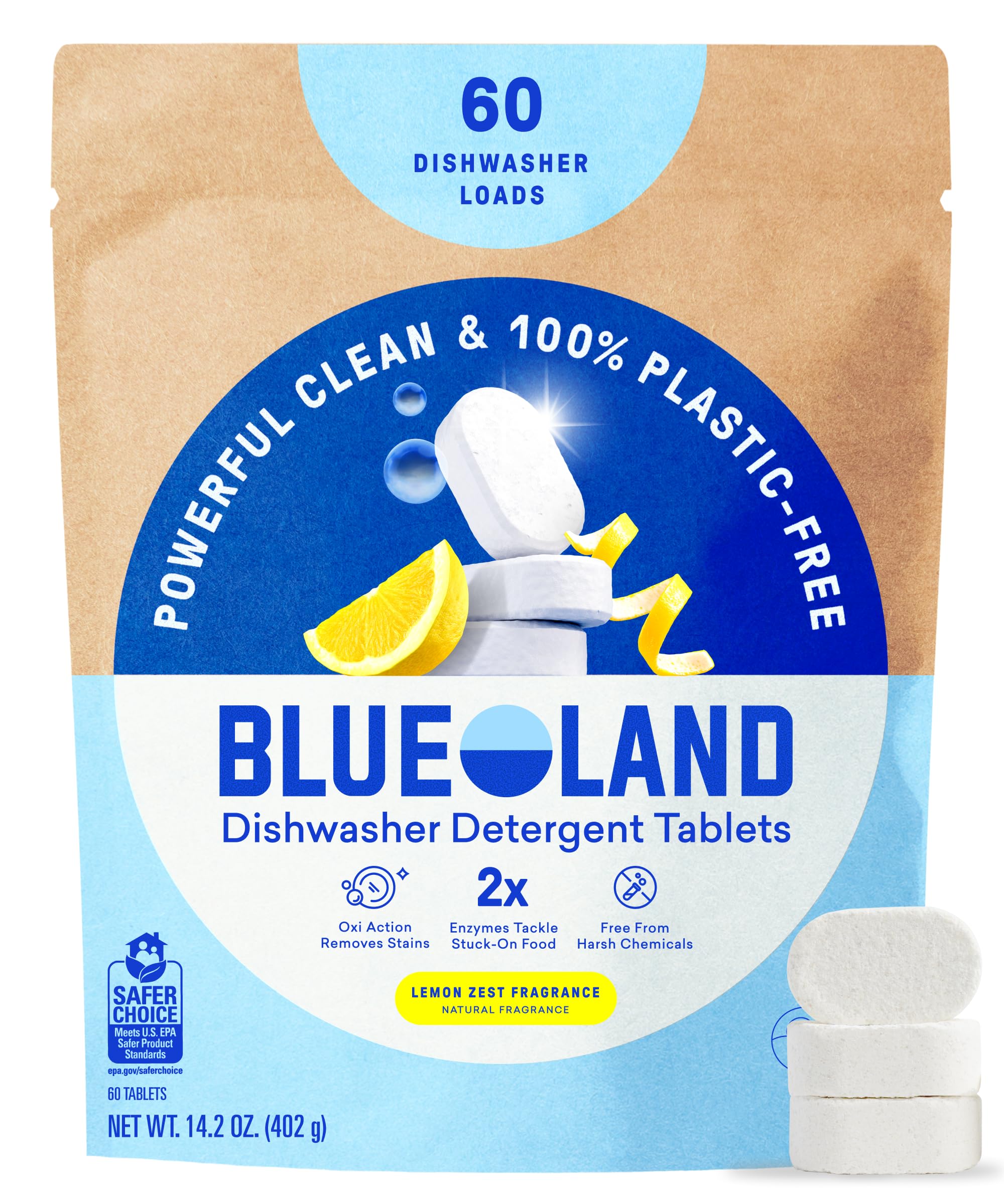 BLUELAND Plastic-Free Dishwasher Detergent Tablets