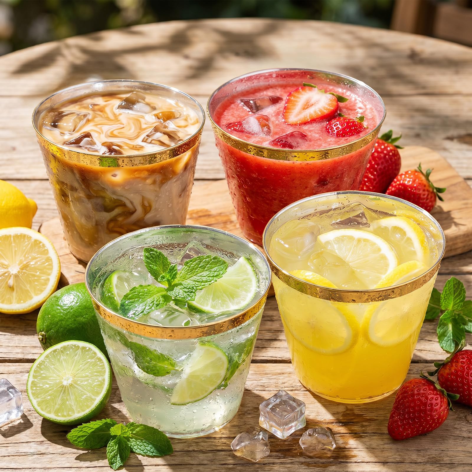 Decorative Rim Disposable Plastic Cups – BPA-Free

