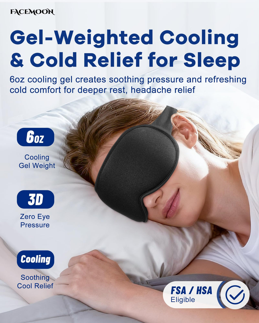Cooling Gel Eye Mask | 3D Weighted Sleep & Migraine Relief

