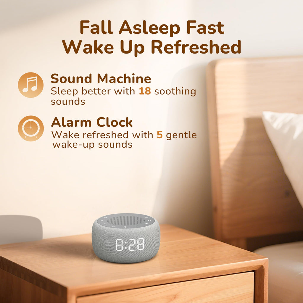 Buffbee Alarm Clock with Sound Machine - Gentle Wake


