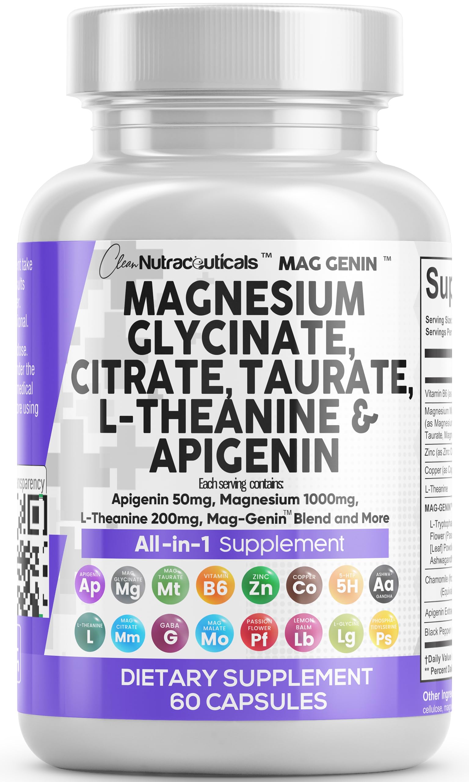 Clean Nutraceuticals Mag Genin Magnesium Complex L-Theanine

