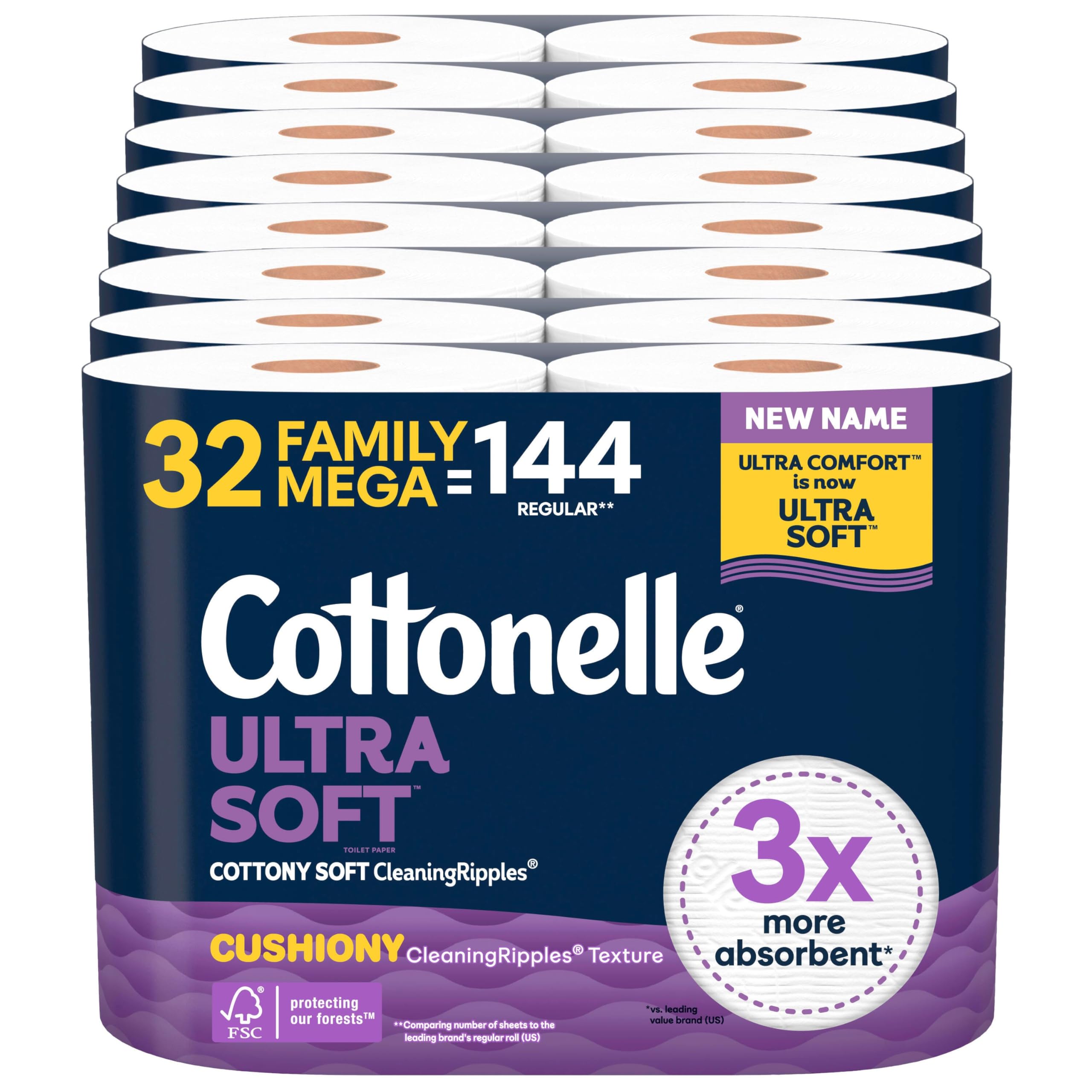 Cottonelle Ultra Soft 2-Ply Toilet Paper with CleaningRipples Texture
