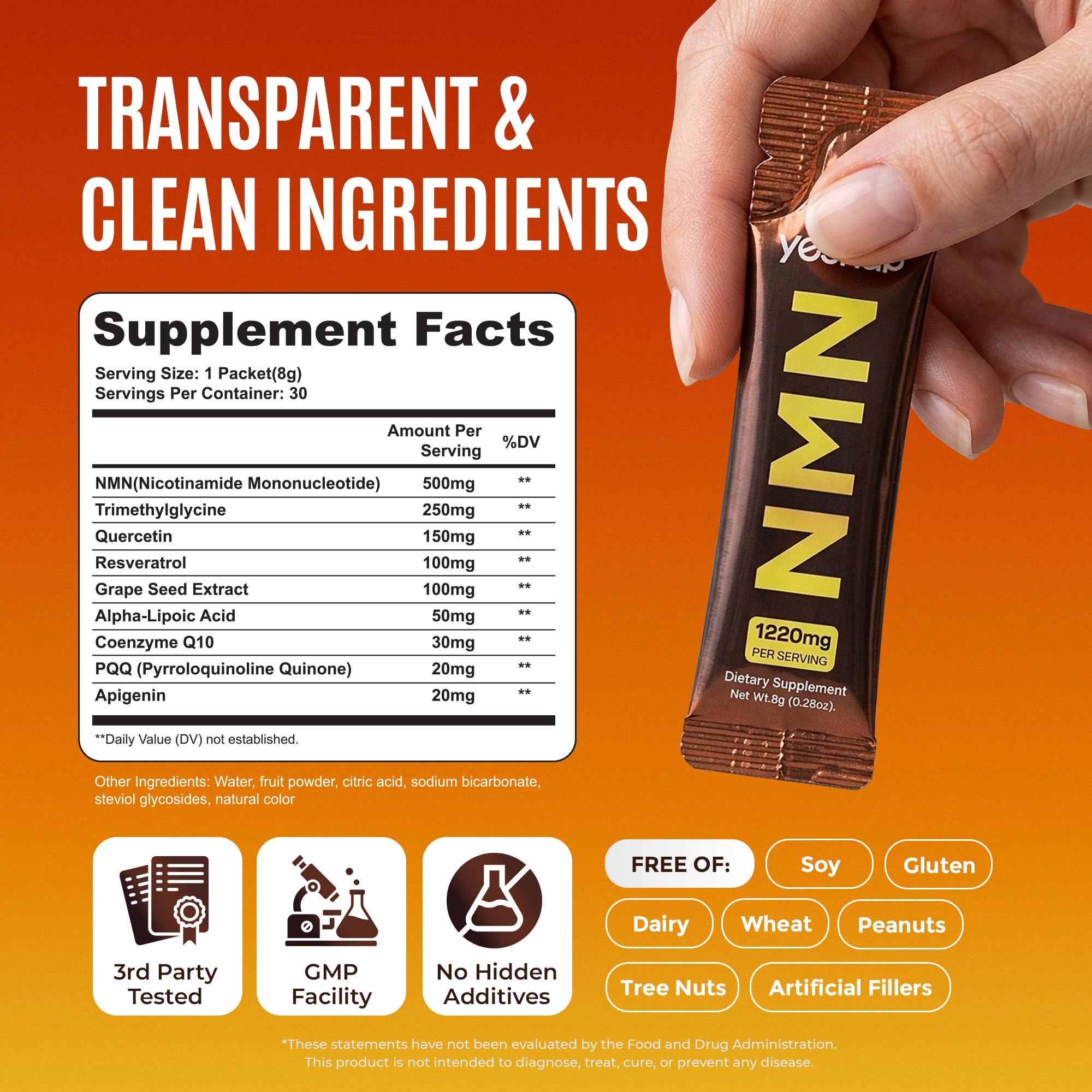 NMN NAD+ Liquid Dietary Supplement with Resveratrol & CoQ10

