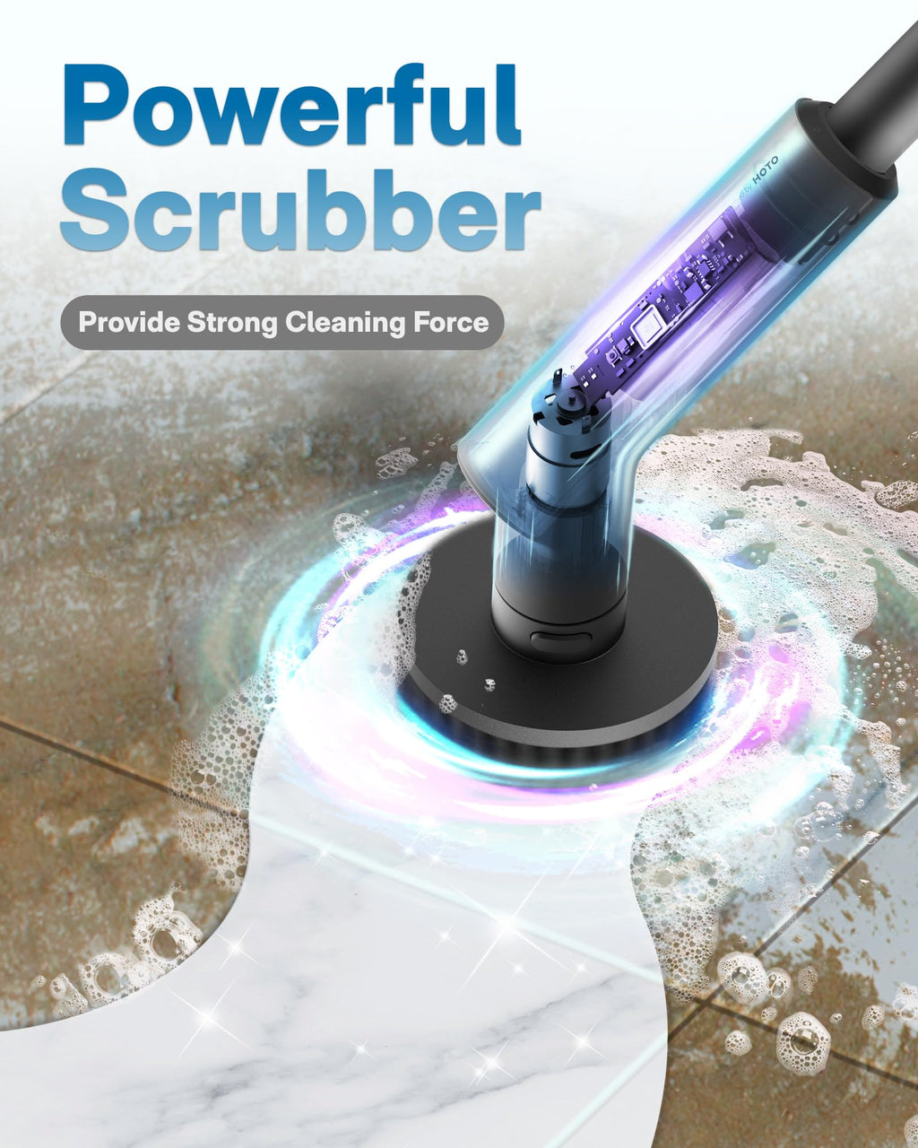 HOTO Cordless Spin Scrubber IPX7 Waterproof Long Handle

