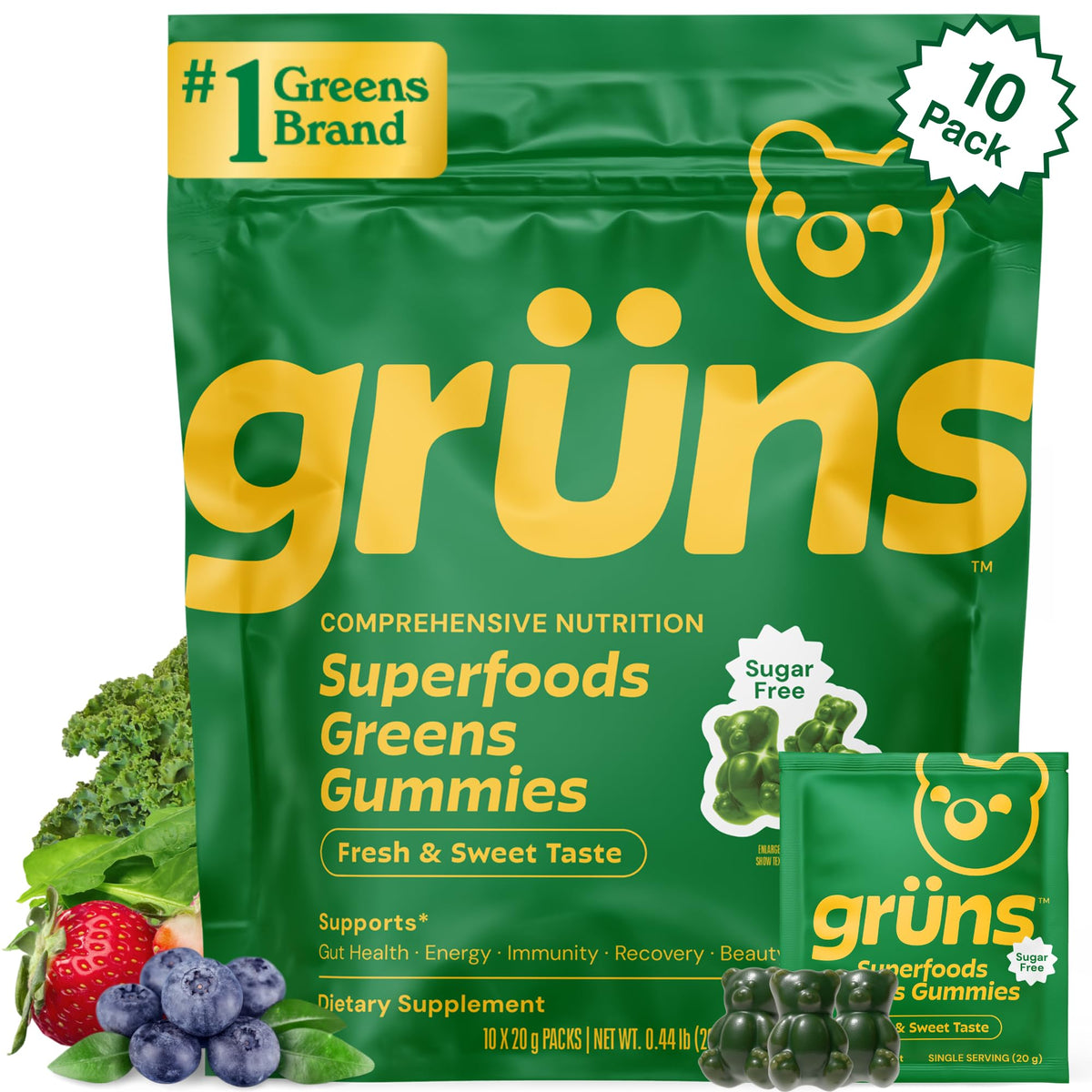 Grüns Greens Gummies Sugar Free Multivitamin & Prebiotic
