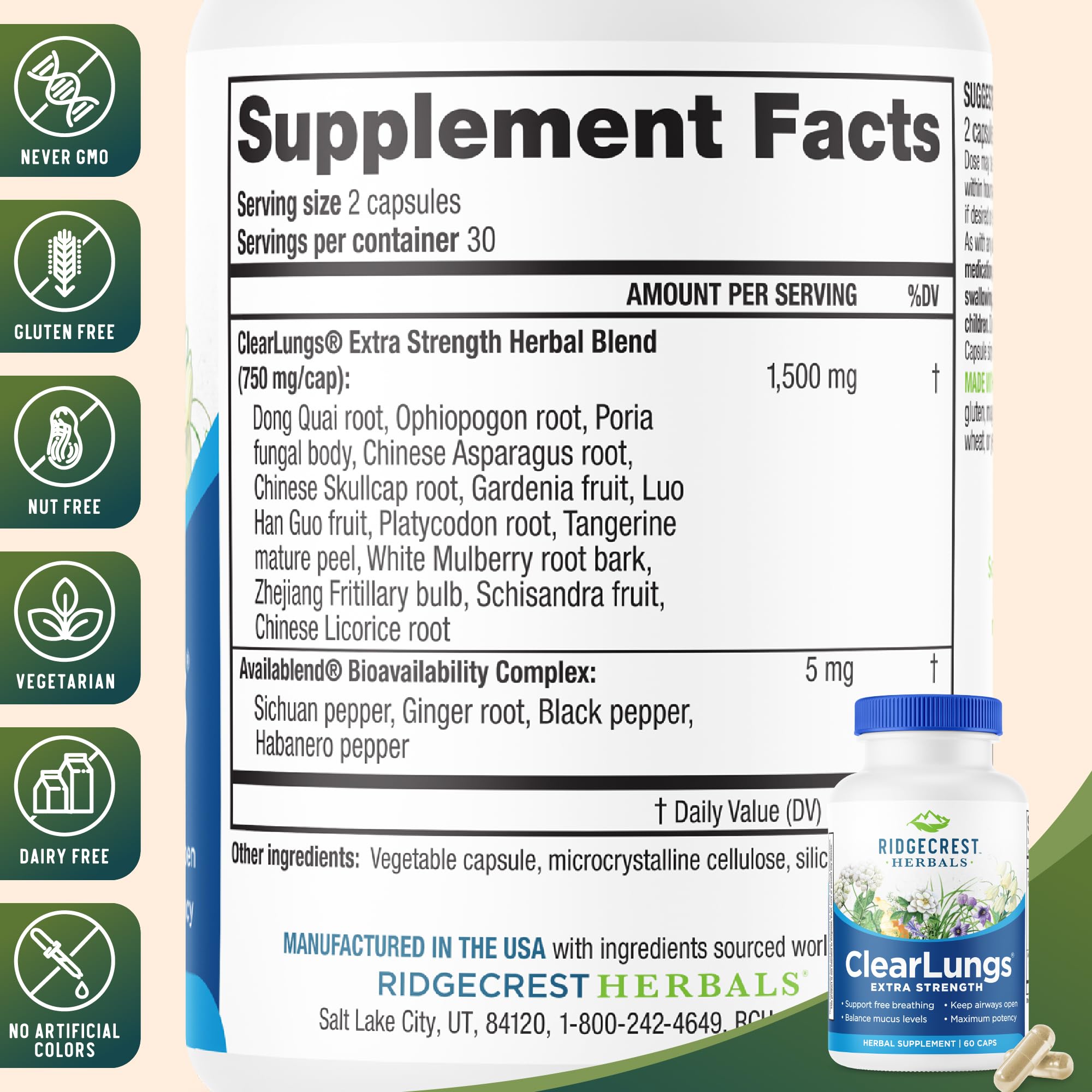 RidgeCrest ClearLungs Extra Strength Daily Lung Support

