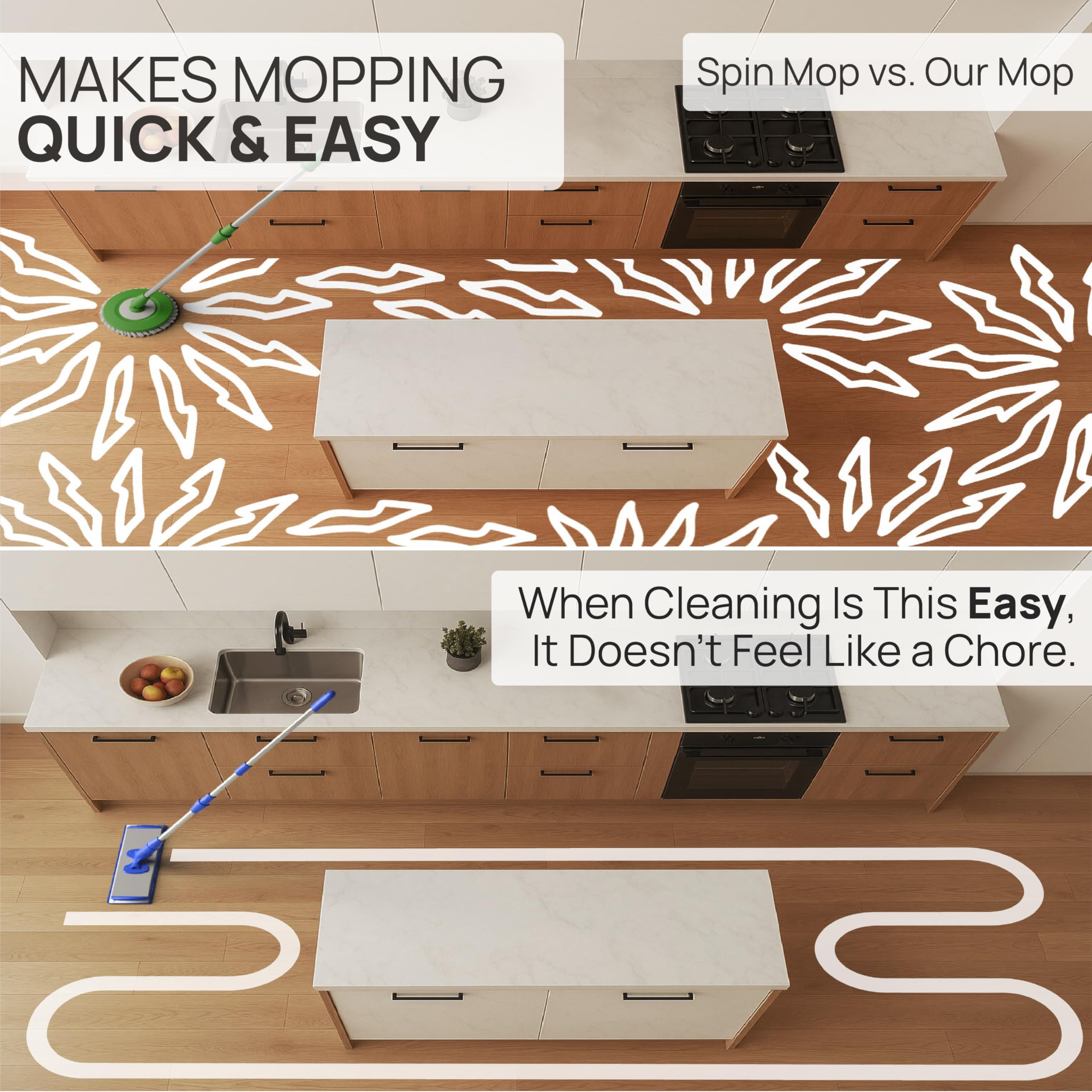 Microfiber Floor Mop Kit with Adjustable Handle | Durable


