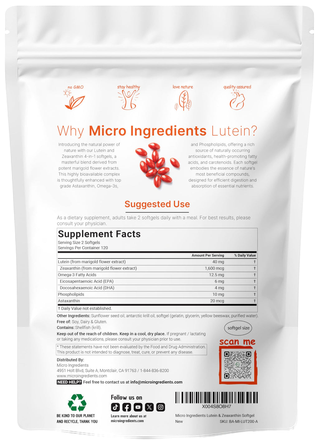 Lutein & Zeaxanthin Eye Health Softgels | Micro Ingredients

