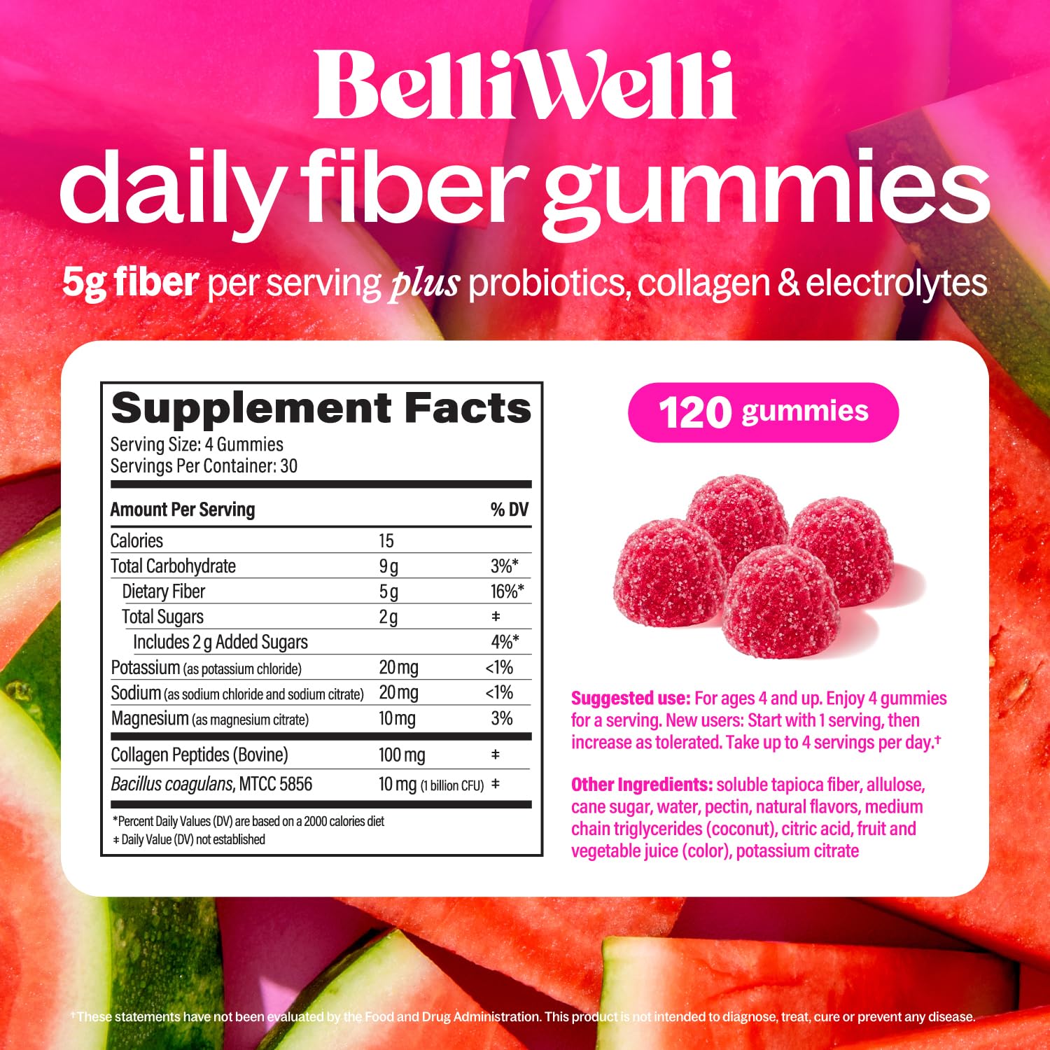 Belli Welli 4-in-1 Fiber Gummies with Probiotics

