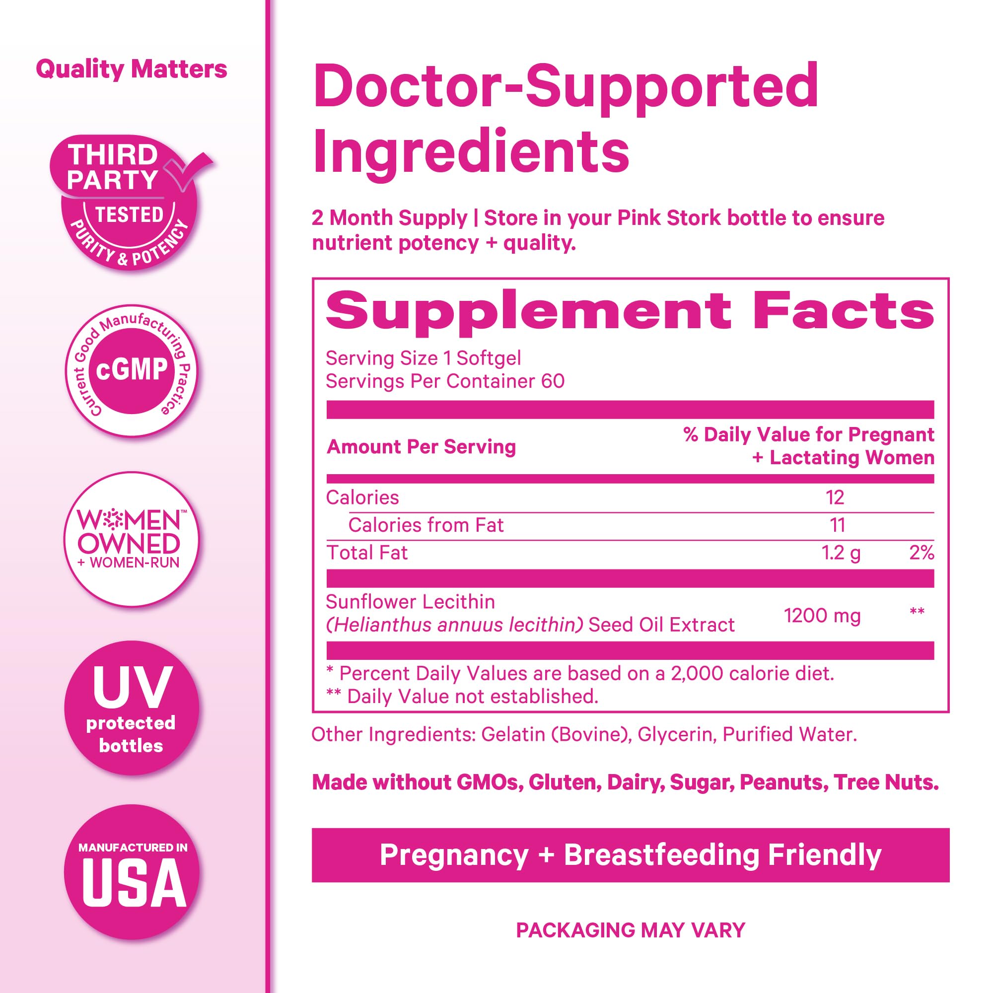Pink Stork Sunflower Lecithin 1200 mg Softgels

