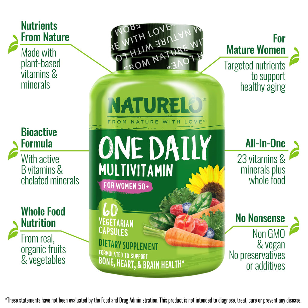 Naturelo One Daily Multivitamin for Women 50+ – Iron Free

