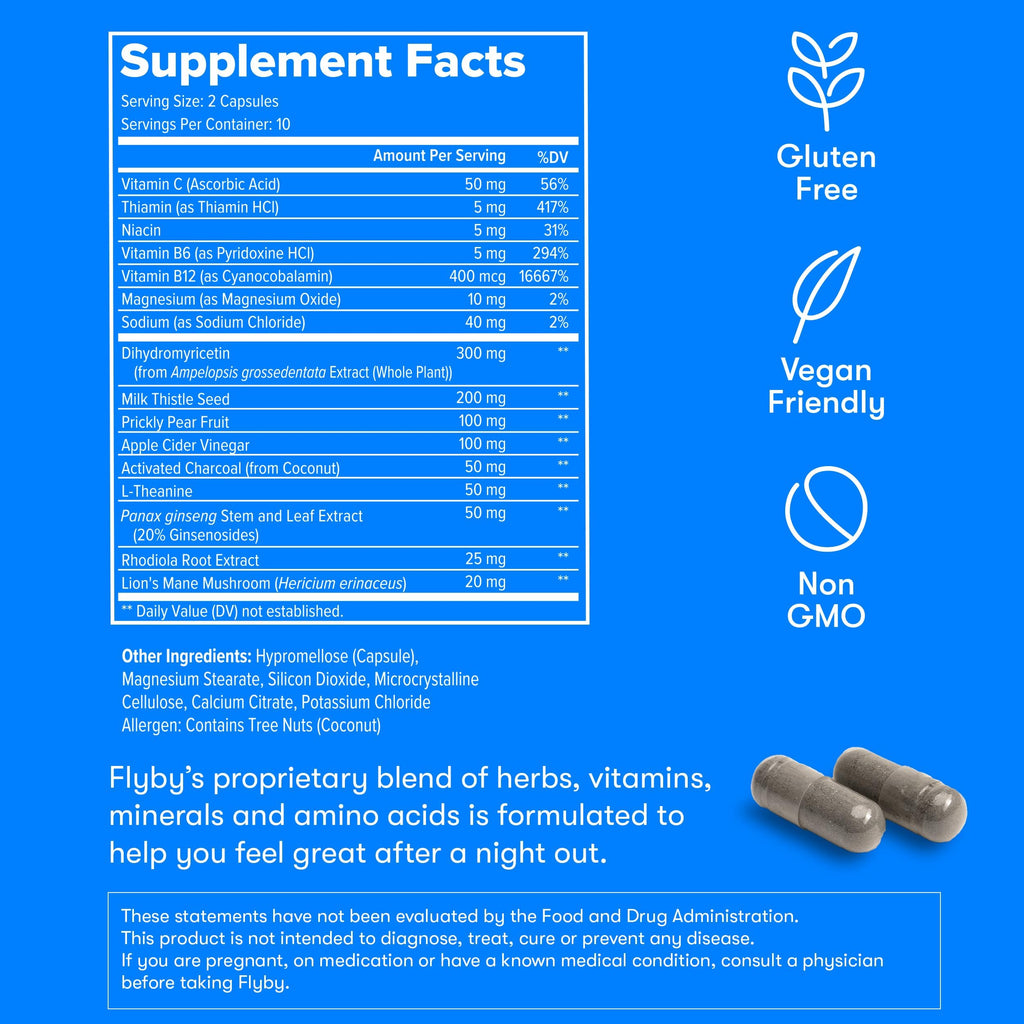 Flyby Recovery DHM Supplement for Pre & Post Drinking

