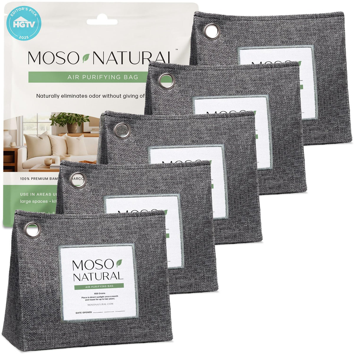 Moso Natural Bamboo Charcoal Air Purifying Bag Unscented Room Deodorizer for Home