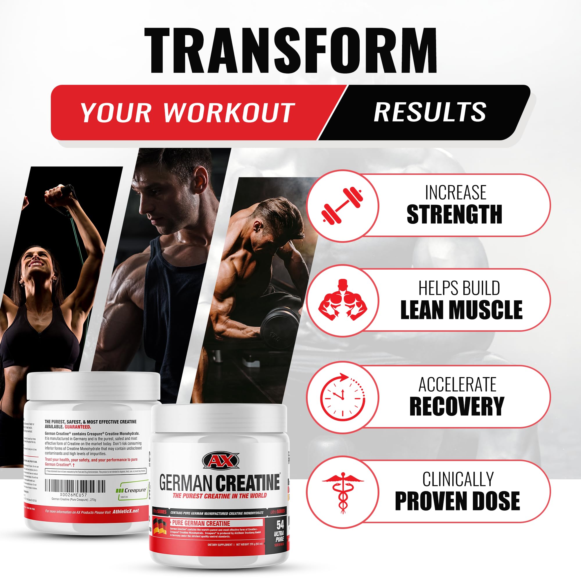 German Creatine Monohydrate Powder Micronized Unflavored

