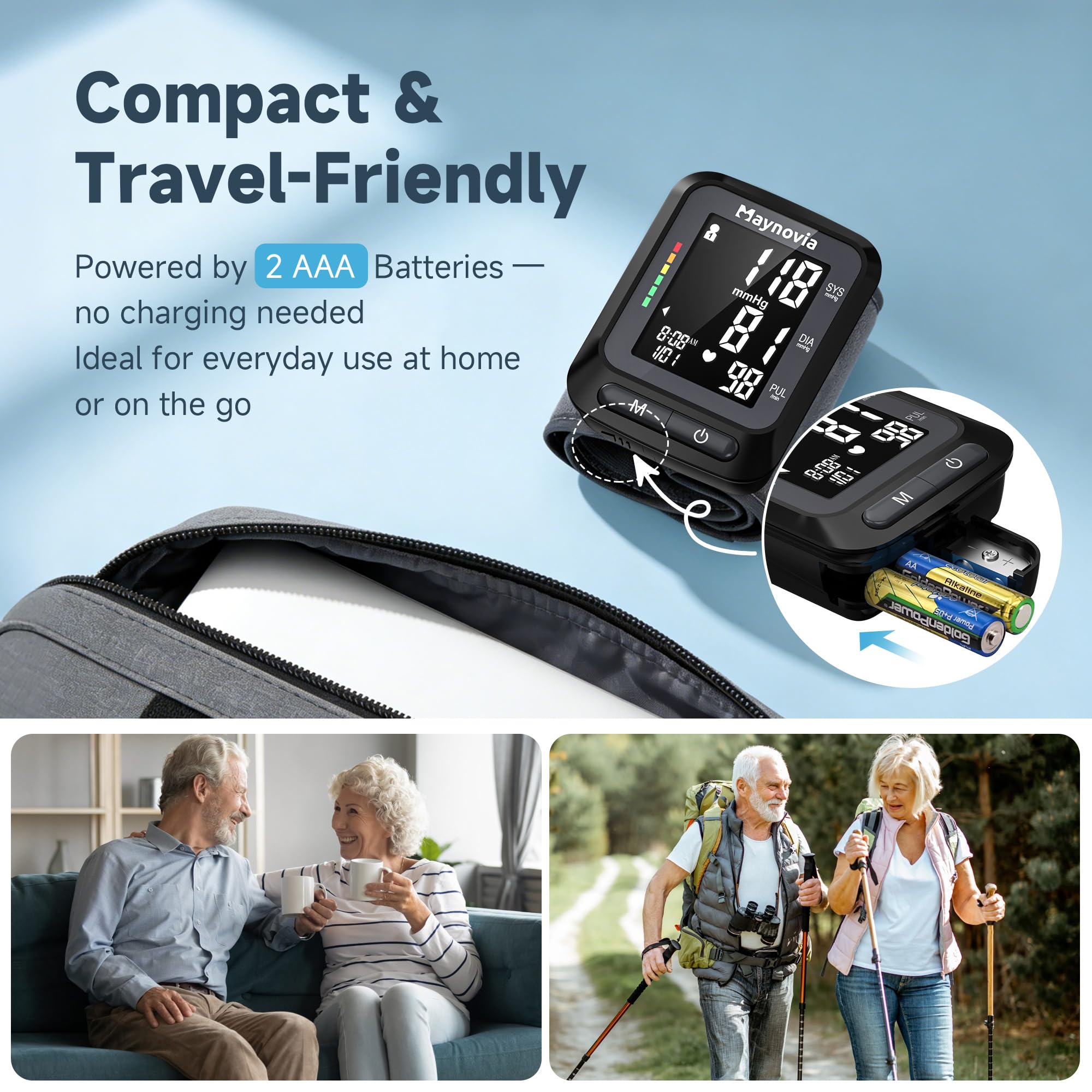 Wrist Blood Pressure Monitor - Automatic with Backlit Display

